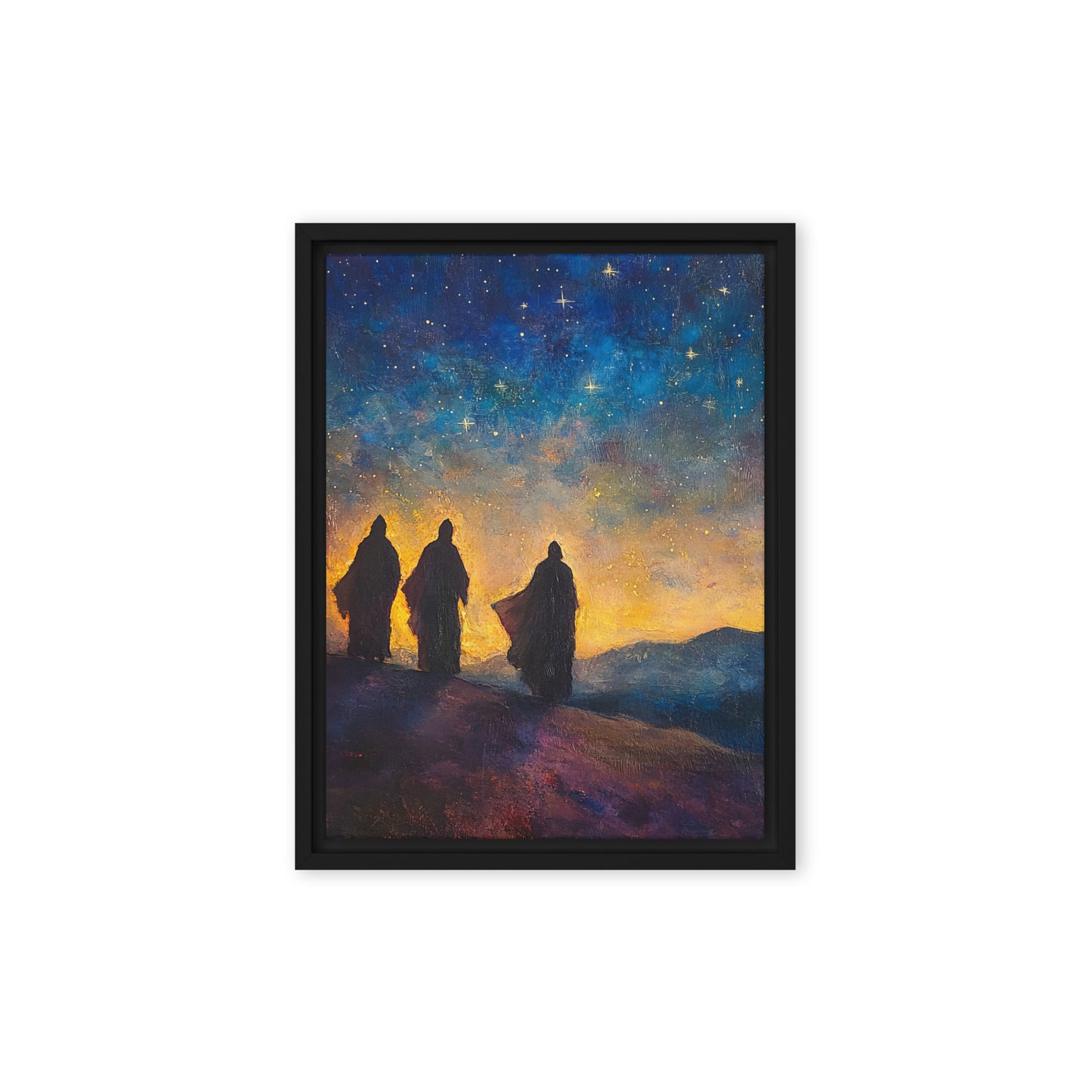 The Three Kings - Framed Canvas Print    Unframed Canvas / 8″×10″-Unframed Canvas / 9″×12″-Unframed Canvas / 11″×14″-Unframed Canvas / 12″×12″-Unframed Canvas / 12″×16″-Unframed Canvas / 12″×18″-Unframed Canvas / 16″×16″-Unframed Canvas / 16″×20″-Unframed Canvas / 18″×24″-Unframed Canvas / 20″×28″
