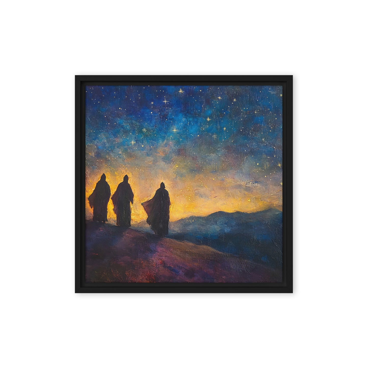 The Three Kings - Framed Canvas Print    Unframed Canvas / 8″×10″-Unframed Canvas / 9″×12″-Unframed Canvas / 11″×14″-Unframed Canvas / 12″×12″-Unframed Canvas / 12″×16″-Unframed Canvas / 12″×18″-Unframed Canvas / 16″×16″-Unframed Canvas / 16″×20″-Unframed Canvas / 18″×24″-Unframed Canvas / 20″×28″