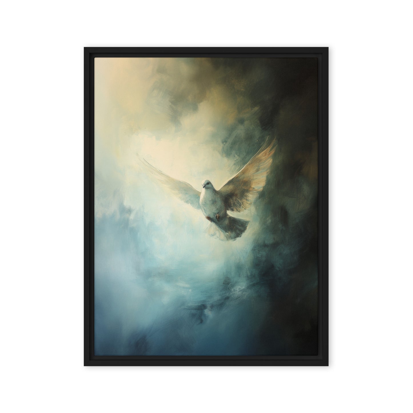 Peace Reigns - White Dove of Peace - Framed Canvas    Unframed Canvas / 8″×10″-Unframed Canvas / 9″×12″-Unframed Canvas / 11″×14″-Unframed Canvas / 12″×12″-Unframed Canvas / 12″×16″-Unframed Canvas / 12″×18″-Unframed Canvas / 16″×16″-Unframed Canvas / 16″×20″-Unframed Canvas / 18″×24″-Unframed Canvas / 20″×30″