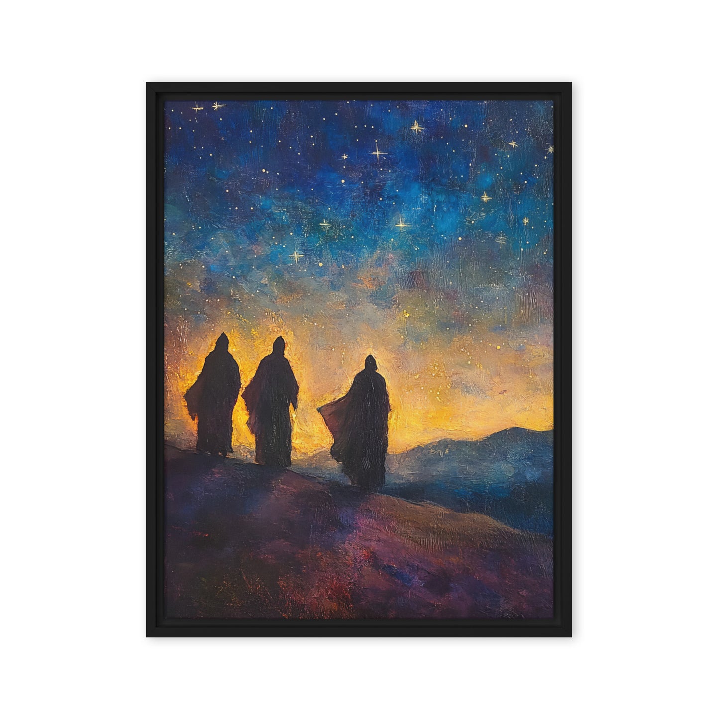 The Three Kings - Framed Canvas Print    Unframed Canvas / 8″×10″-Unframed Canvas / 9″×12″-Unframed Canvas / 11″×14″-Unframed Canvas / 12″×12″-Unframed Canvas / 12″×16″-Unframed Canvas / 12″×18″-Unframed Canvas / 16″×16″-Unframed Canvas / 16″×20″-Unframed Canvas / 18″×24″-Unframed Canvas / 20″×28″