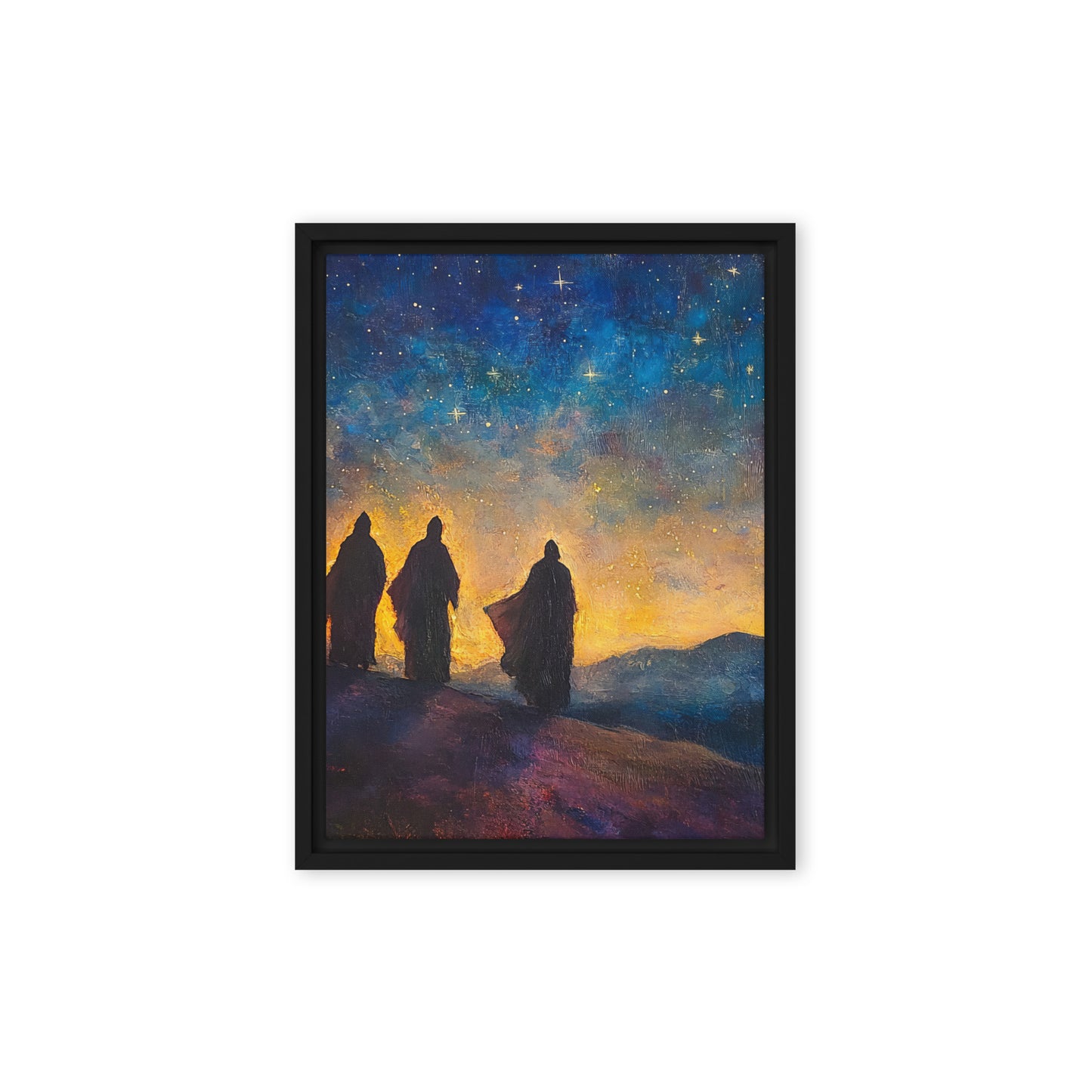 The Three Kings - Framed Canvas Print    Unframed Canvas / 8″×10″-Unframed Canvas / 9″×12″-Unframed Canvas / 11″×14″-Unframed Canvas / 12″×12″-Unframed Canvas / 12″×16″-Unframed Canvas / 12″×18″-Unframed Canvas / 16″×16″-Unframed Canvas / 16″×20″-Unframed Canvas / 18″×24″-Unframed Canvas / 20″×28″