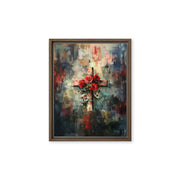 Cross of Roses - Framed Canvas Print    Unframed Canvas / 8″×10″-Unframed Canvas / 9″×12″-Unframed Canvas / 11″×14″-Unframed Canvas / 12″×12″-Unframed Canvas / 12″×16″-Unframed Canvas / 12″×18″-Unframed Canvas / 16″×16″-Unframed Canvas / 16″×20″-Unframed Canvas / 18″×24″-Unframed Canvas / 20″×28″