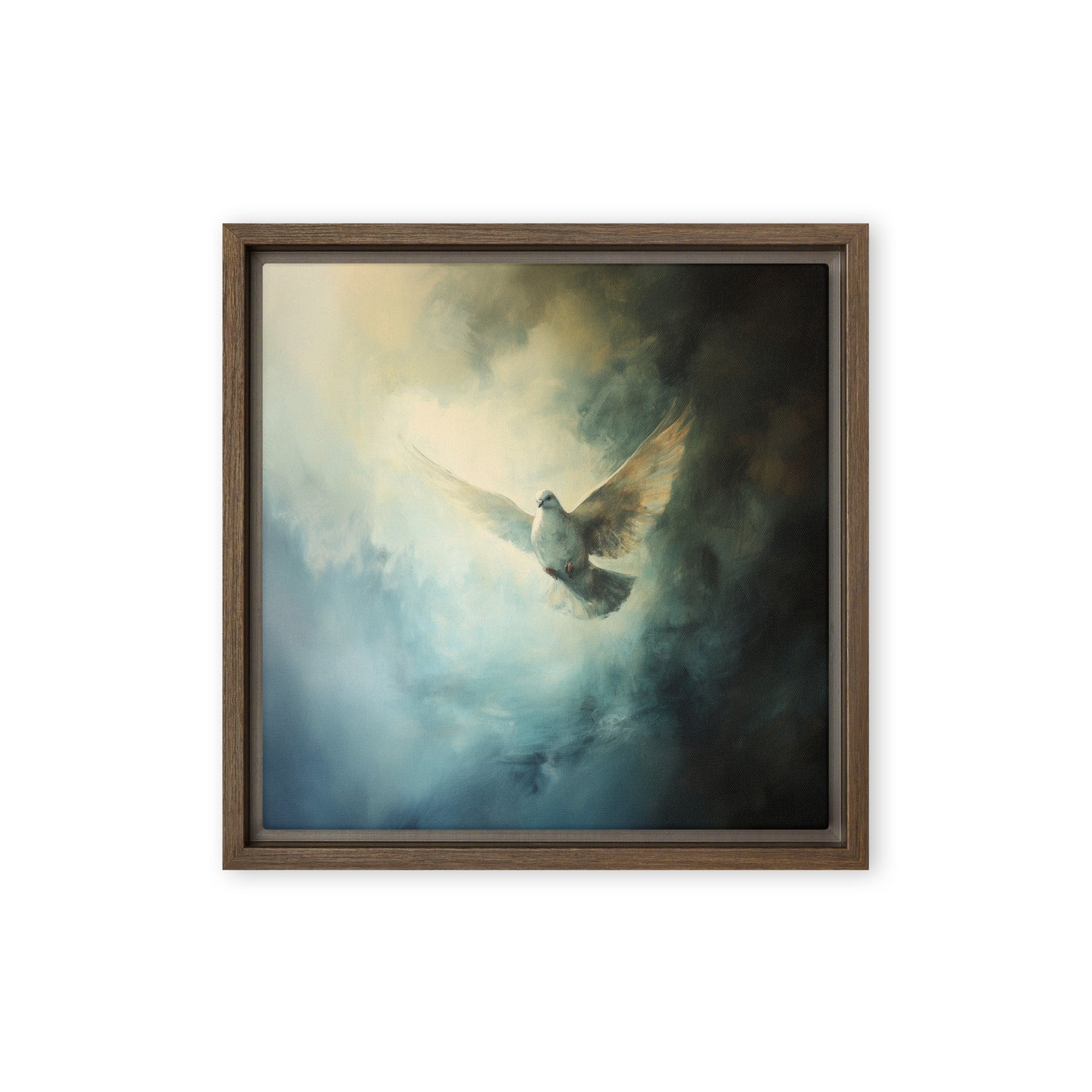 Peace Reigns - White Dove of Peace - Framed Canvas    Unframed Canvas / 8″×10″-Unframed Canvas / 9″×12″-Unframed Canvas / 11″×14″-Unframed Canvas / 12″×12″-Unframed Canvas / 12″×16″-Unframed Canvas / 12″×18″-Unframed Canvas / 16″×16″-Unframed Canvas / 16″×20″-Unframed Canvas / 18″×24″-Unframed Canvas / 20″×30″