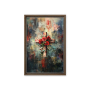 Cross of Roses - Framed Canvas Print    Unframed Canvas / 8″×10″-Unframed Canvas / 9″×12″-Unframed Canvas / 11″×14″-Unframed Canvas / 12″×12″-Unframed Canvas / 12″×16″-Unframed Canvas / 12″×18″-Unframed Canvas / 16″×16″-Unframed Canvas / 16″×20″-Unframed Canvas / 18″×24″-Unframed Canvas / 20″×28″