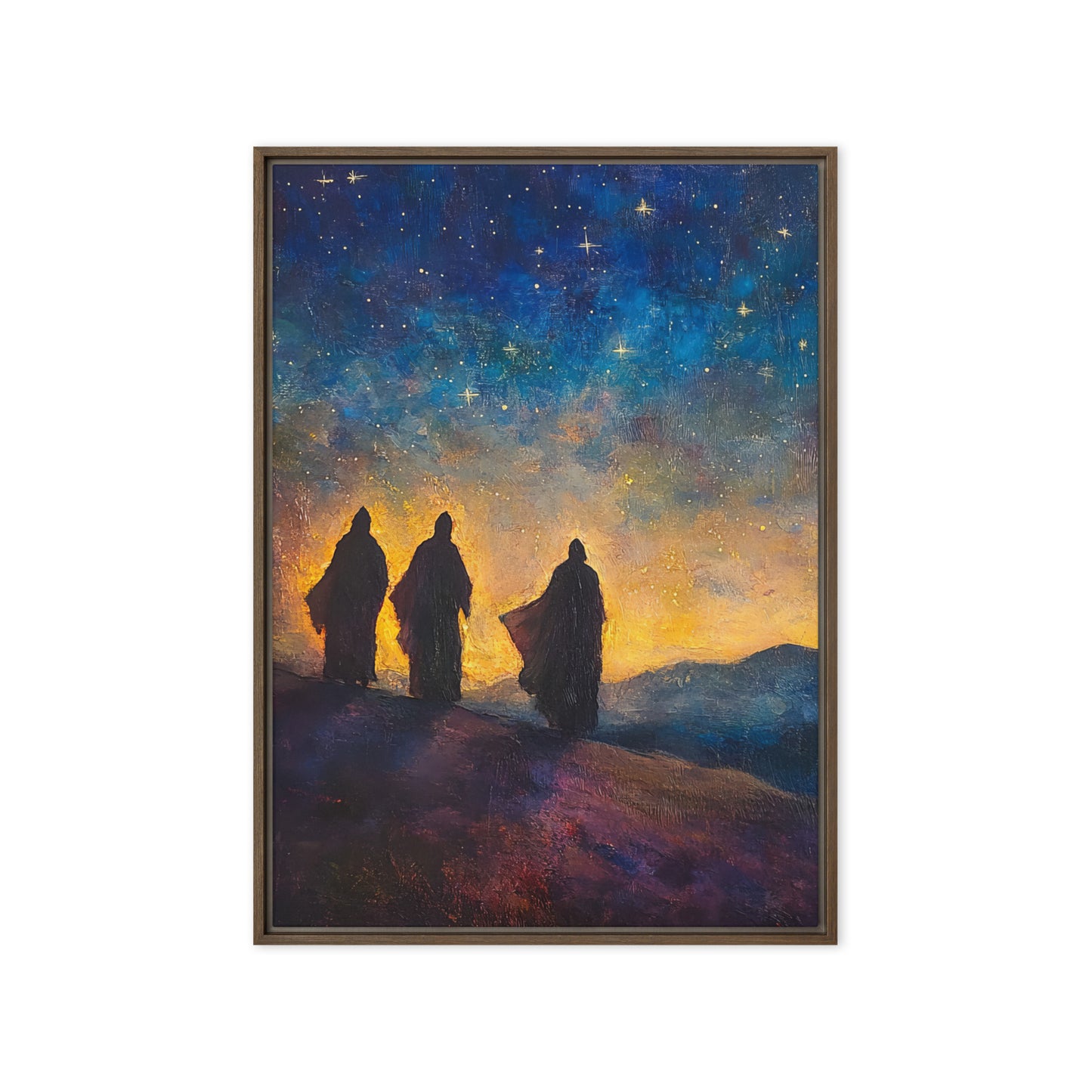 The Three Kings - Framed Canvas Print    Unframed Canvas / 8″×10″-Unframed Canvas / 9″×12″-Unframed Canvas / 11″×14″-Unframed Canvas / 12″×12″-Unframed Canvas / 12″×16″-Unframed Canvas / 12″×18″-Unframed Canvas / 16″×16″-Unframed Canvas / 16″×20″-Unframed Canvas / 18″×24″-Unframed Canvas / 20″×28″