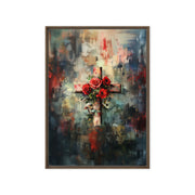 Cross of Roses - Framed Canvas Print    Unframed Canvas / 8″×10″-Unframed Canvas / 9″×12″-Unframed Canvas / 11″×14″-Unframed Canvas / 12″×12″-Unframed Canvas / 12″×16″-Unframed Canvas / 12″×18″-Unframed Canvas / 16″×16″-Unframed Canvas / 16″×20″-Unframed Canvas / 18″×24″-Unframed Canvas / 20″×28″