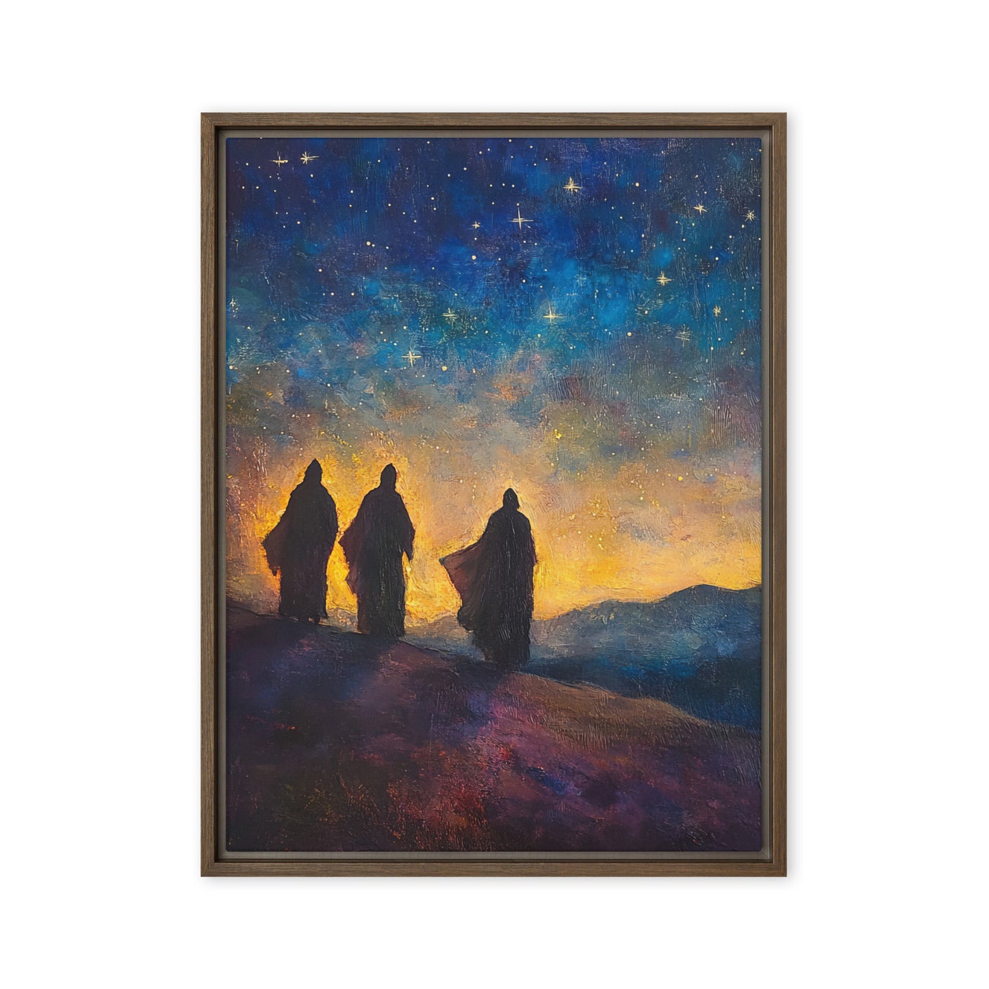 The Three Kings - Framed Canvas Print    Unframed Canvas / 8″×10″-Unframed Canvas / 9″×12″-Unframed Canvas / 11″×14″-Unframed Canvas / 12″×12″-Unframed Canvas / 12″×16″-Unframed Canvas / 12″×18″-Unframed Canvas / 16″×16″-Unframed Canvas / 16″×20″-Unframed Canvas / 18″×24″-Unframed Canvas / 20″×28″