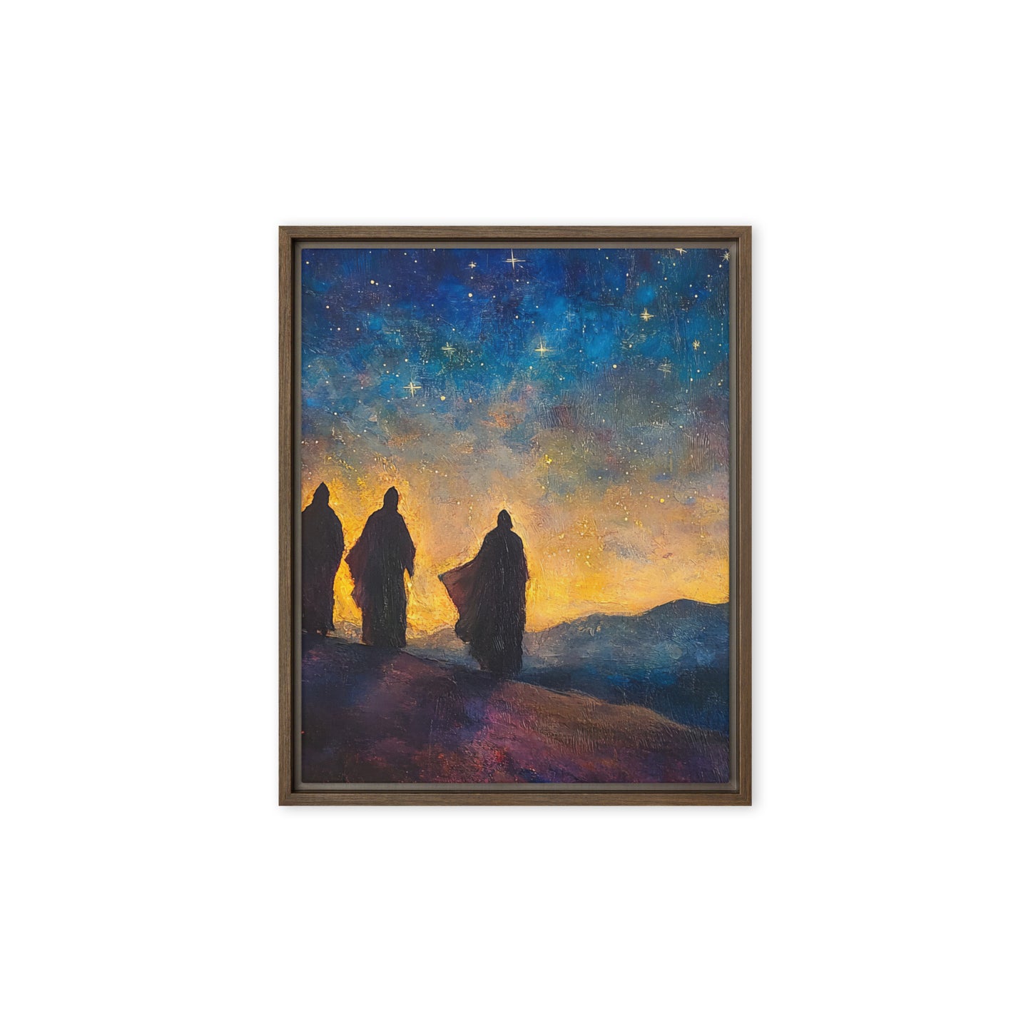 The Three Kings - Framed Canvas Print    Unframed Canvas / 8″×10″-Unframed Canvas / 9″×12″-Unframed Canvas / 11″×14″-Unframed Canvas / 12″×12″-Unframed Canvas / 12″×16″-Unframed Canvas / 12″×18″-Unframed Canvas / 16″×16″-Unframed Canvas / 16″×20″-Unframed Canvas / 18″×24″-Unframed Canvas / 20″×28″