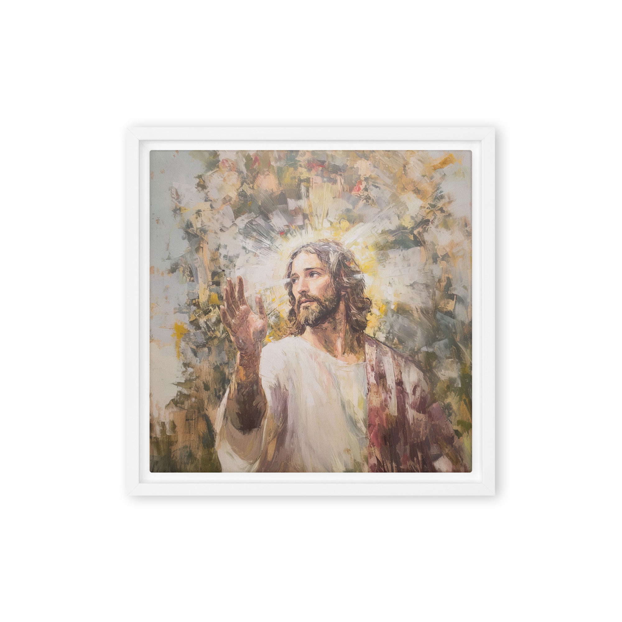 Jesus Hope - Framed Canvas Print On Light Colors    Black / 8″×10″-Black / 9″×12″-Black / 11″×14″-Black / 12″×12″-Black / 12″×16″-Black / 12″×18″-Black / 16″×16″-Black / 16″×20″-Black / 18″×24″-Black / 20″×28″