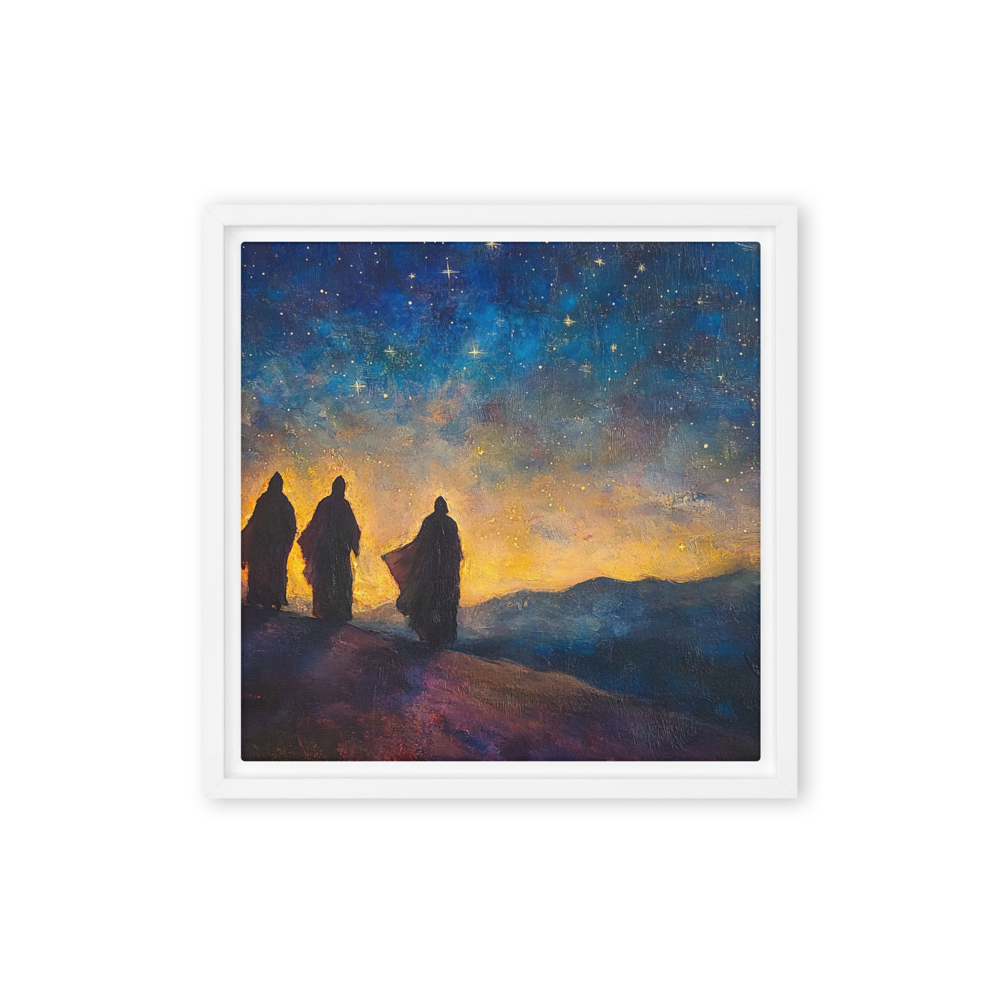 The Three Kings - Framed Canvas Print    Unframed Canvas / 8″×10″-Unframed Canvas / 9″×12″-Unframed Canvas / 11″×14″-Unframed Canvas / 12″×12″-Unframed Canvas / 12″×16″-Unframed Canvas / 12″×18″-Unframed Canvas / 16″×16″-Unframed Canvas / 16″×20″-Unframed Canvas / 18″×24″-Unframed Canvas / 20″×28″