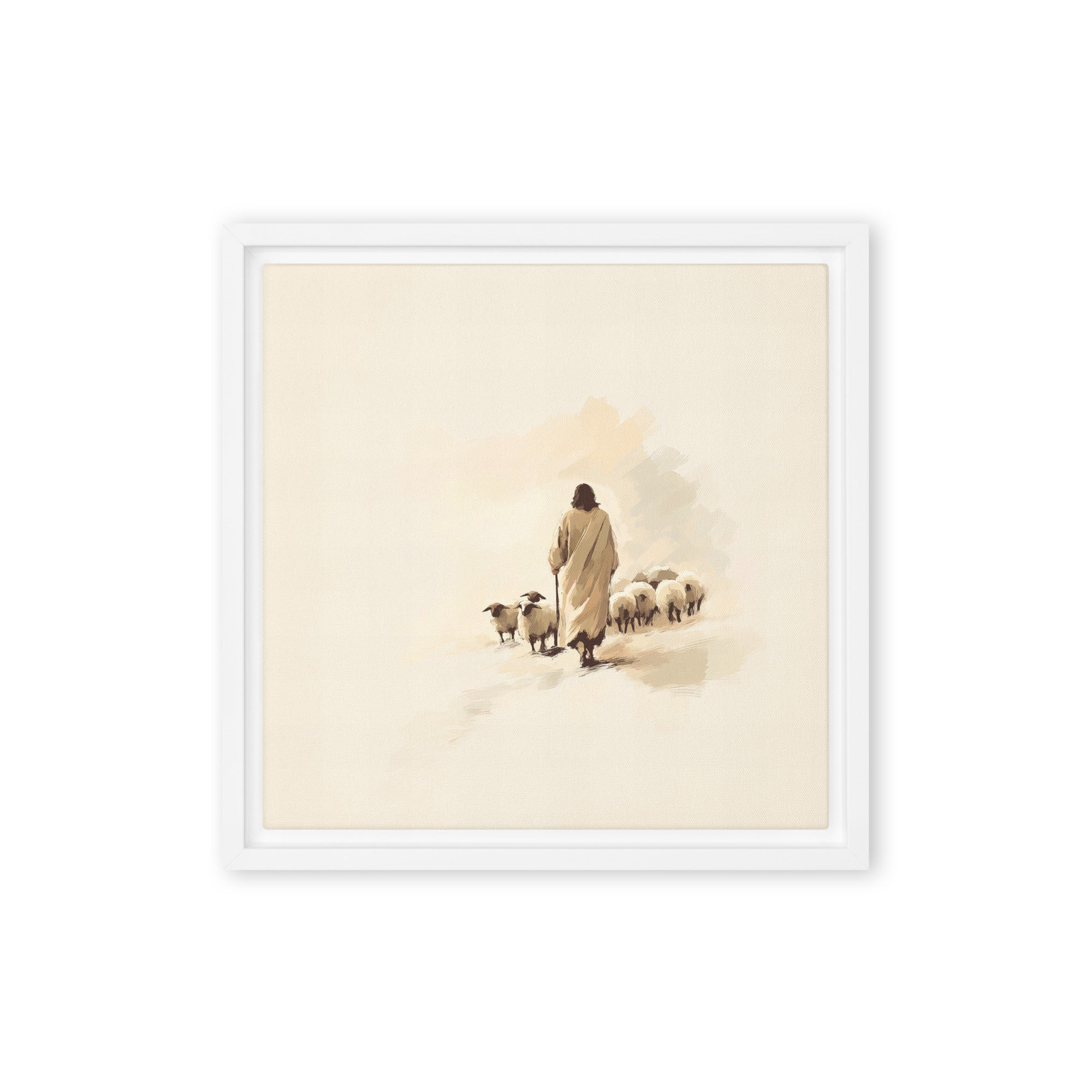 Jesus and Herd - Oil Painting Print On Canvas Unframed Canvas / 8″×10″-Unframed Canvas / 9″×12″-Unframed Canvas / 11″×14″-Unframed Canvas / 12″×12″-Unframed Canvas / 12″×16″-Unframed Canvas / 12″×18″-Unframed Canvas / 16″×16″-Unframed Canvas / 16″×20″-Unframed Canvas / 18″×24″-Unframed Canvas / 20″×28″