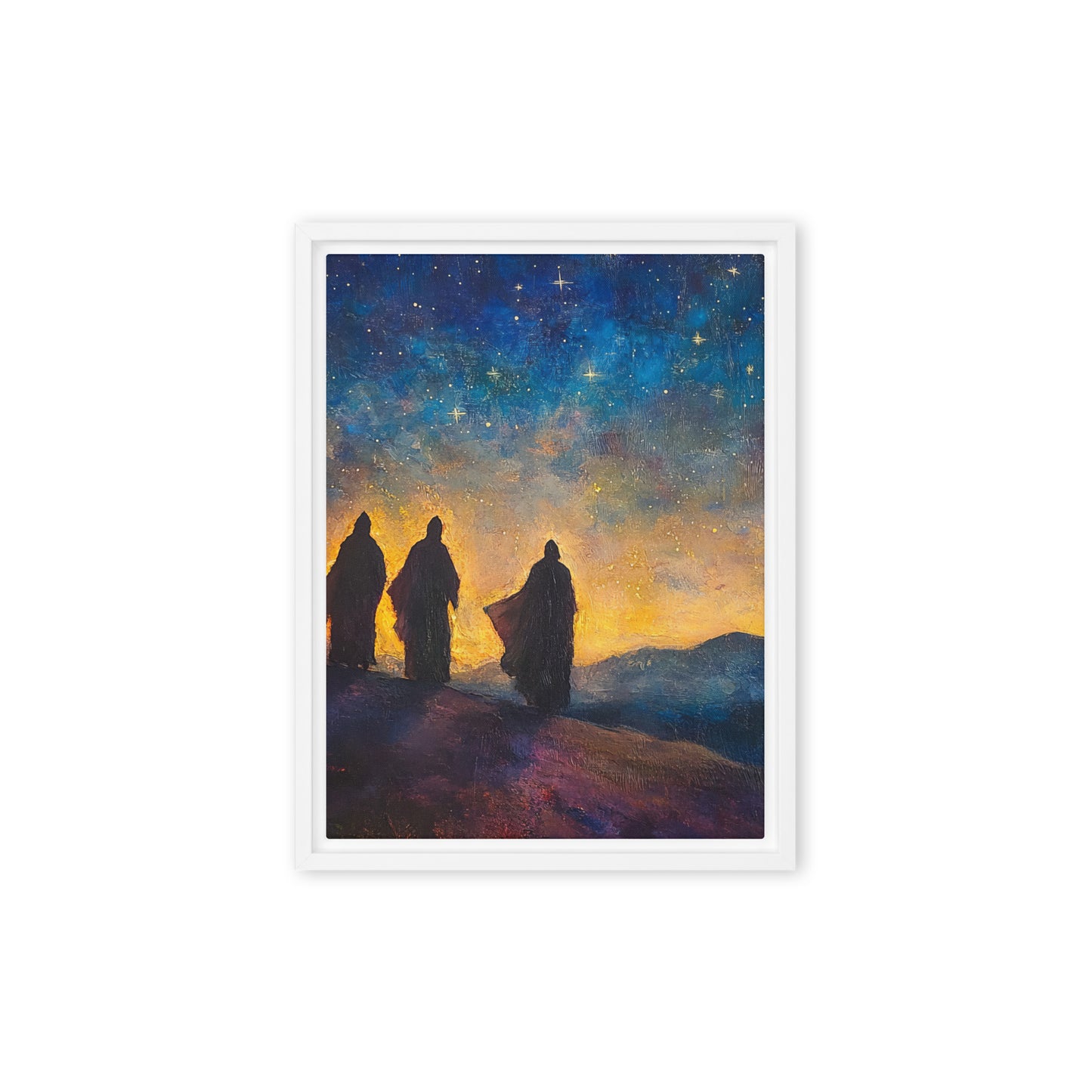 The Three Kings - Framed Canvas Print    Unframed Canvas / 8″×10″-Unframed Canvas / 9″×12″-Unframed Canvas / 11″×14″-Unframed Canvas / 12″×12″-Unframed Canvas / 12″×16″-Unframed Canvas / 12″×18″-Unframed Canvas / 16″×16″-Unframed Canvas / 16″×20″-Unframed Canvas / 18″×24″-Unframed Canvas / 20″×28″