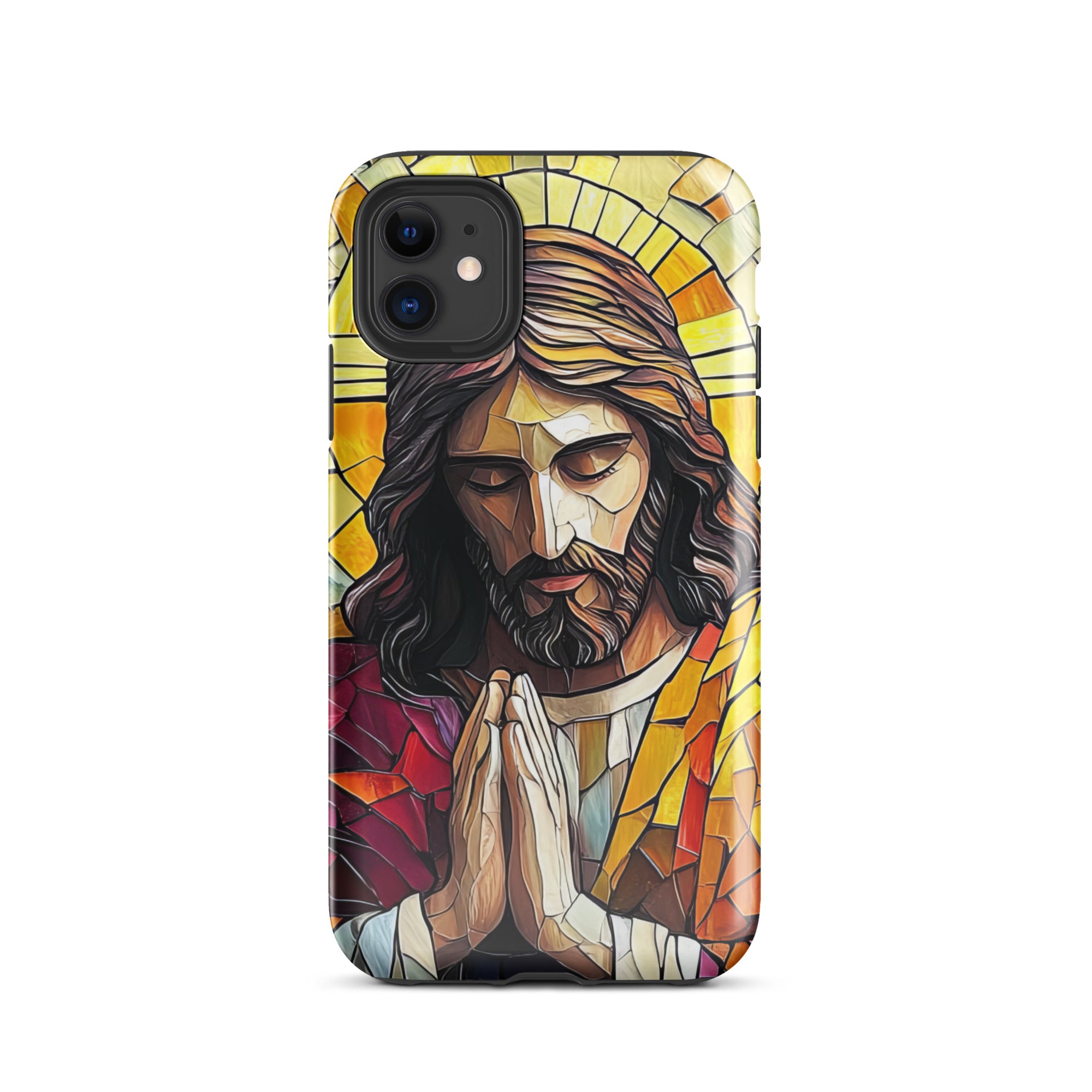 Jesus Praying Mosaic Art - Tough Case for iPhone & Samsung Glossy / iPhone 11-Glossy / iPhone 11 Pro-Glossy / iPhone 11 Pro Max-Glossy / iPhone 12 mini-Glossy / iPhone 12-Glossy / iPhone 12 Pro-Glossy / iPhone 12 Pro Max-Glossy / iPhone 13 mini-Glossy / iPhone 13-Glossy / iPhone 13 Pro