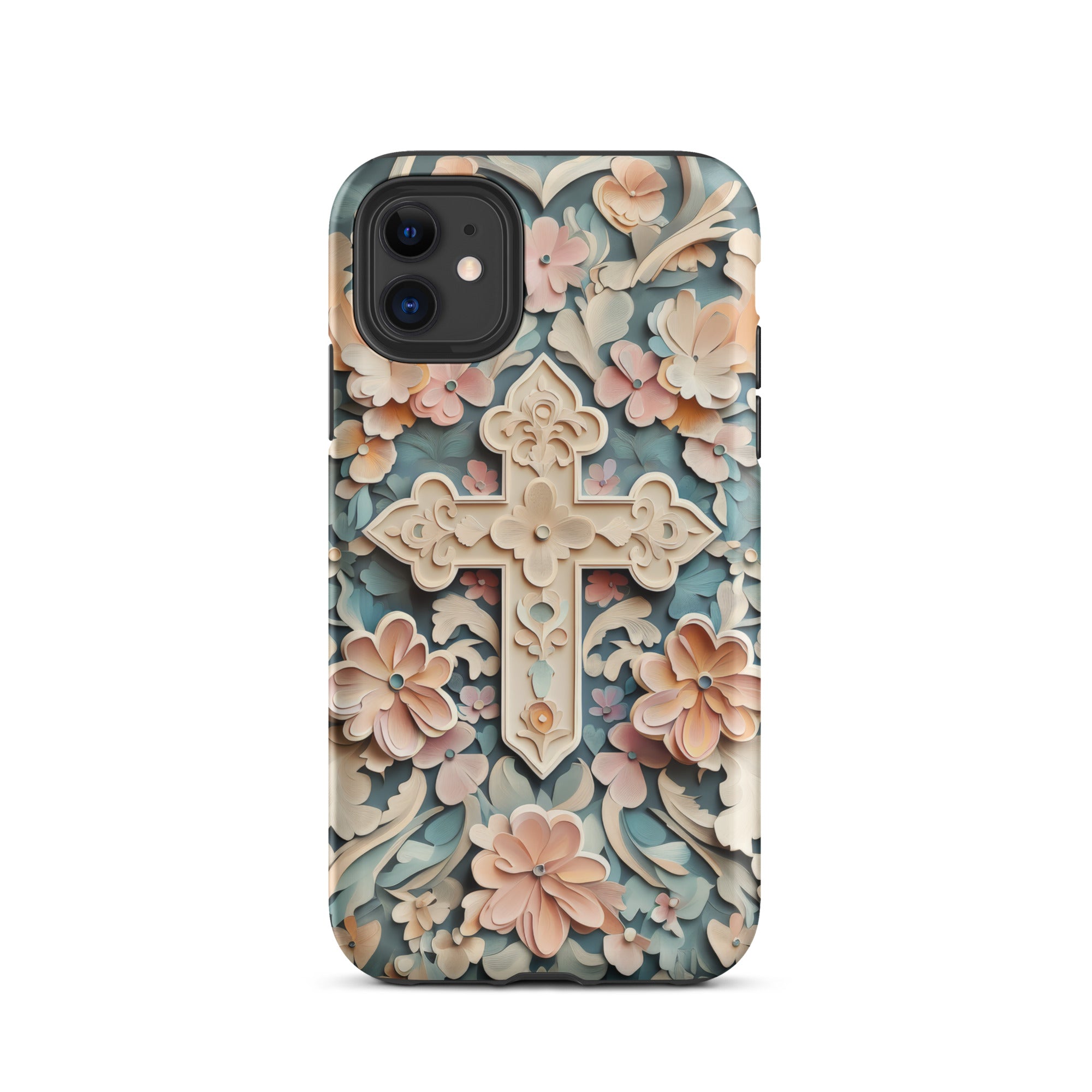 The Cross in Designed With Flowers - Tough Case for iPhone And Samsung    Glossy / iPhone 11-Glossy / iPhone 11 Pro-Glossy / iPhone 11 Pro Max-Glossy / iPhone 12 mini-Glossy / iPhone 12-Glossy / iPhone 12 Pro-Glossy / iPhone 12 Pro Max-Glossy / iPhone 13 mini-Glossy / iPhone 13-Glossy / iPhone 13 Pro