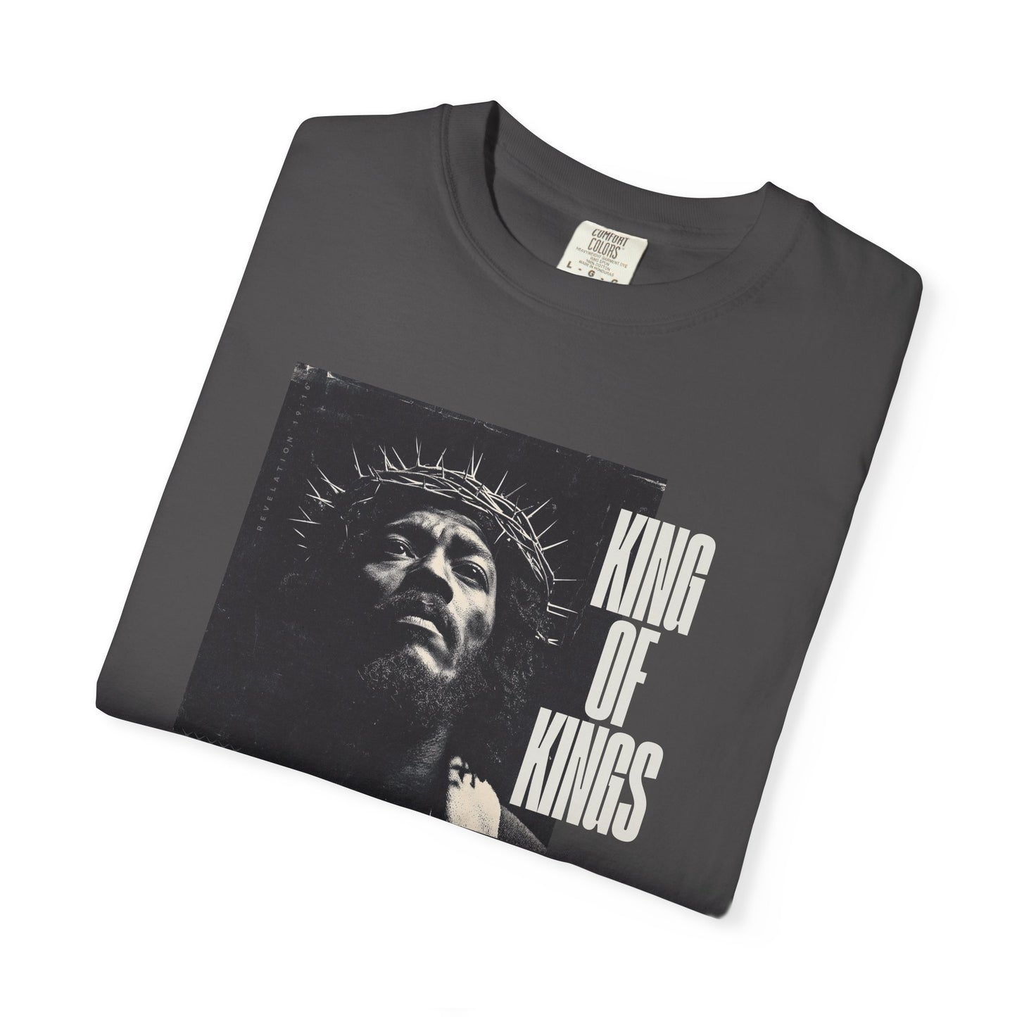 King of Kings Tee – Revelation 19:16 Black Jesus Design