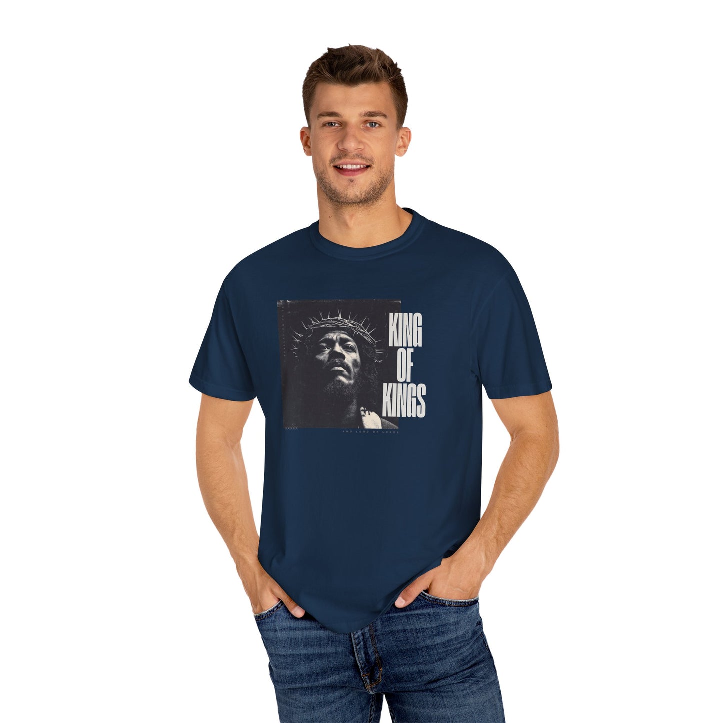 King of Kings Tee – Revelation 19:16 Black Jesus Design