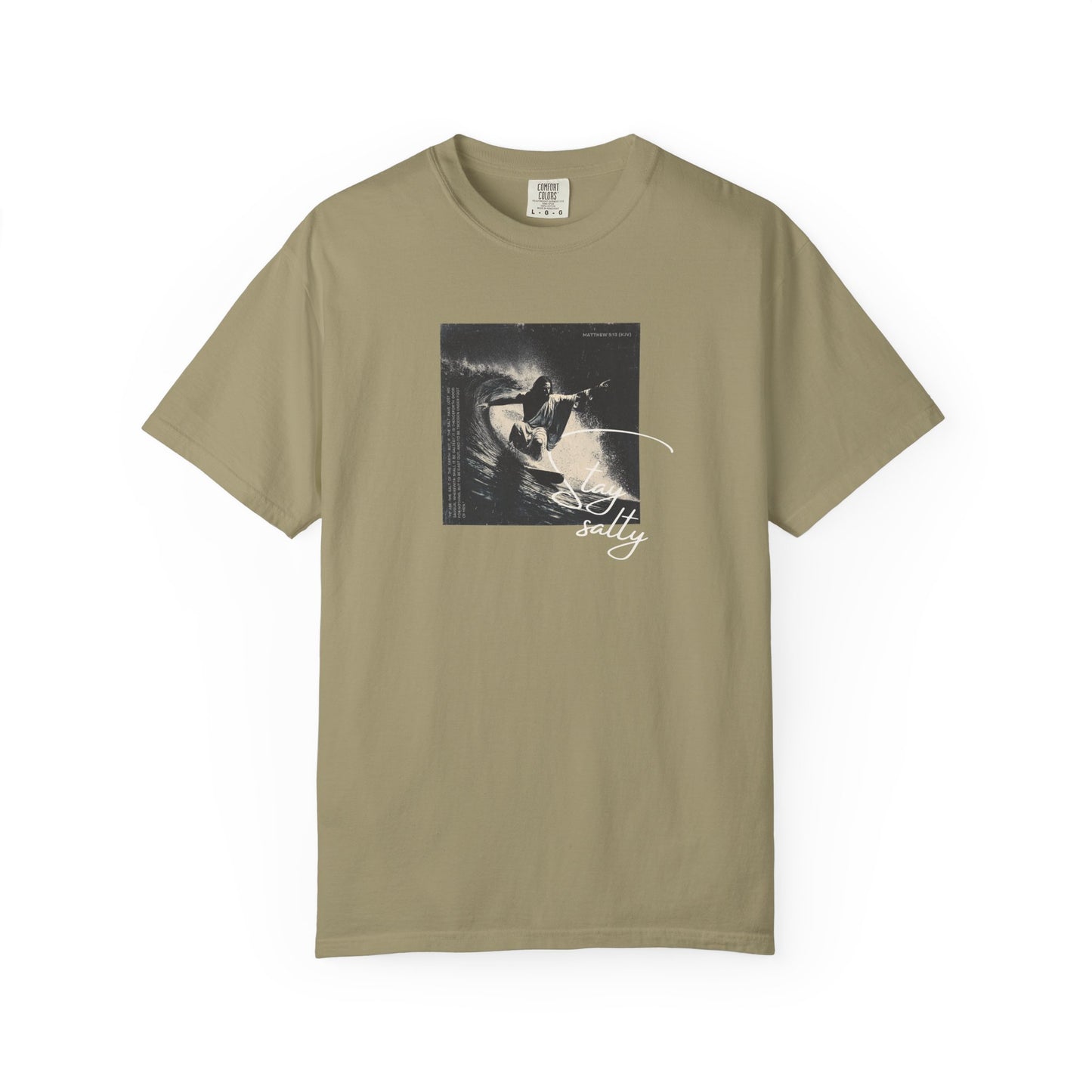 Stay Salty Surfer Tee – Script Christian Beachwear Matthew 5:13    Black / S-Bay / S-Berry / S-Blue Spruce / S-Brick / S 