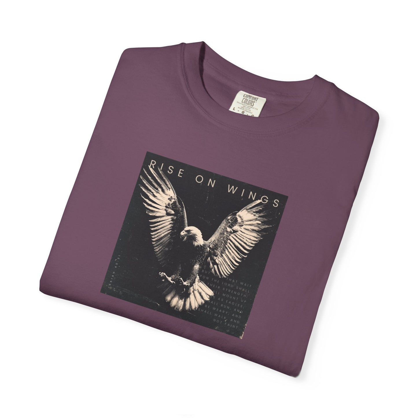 Rise on Wings Tee – Isaiah 40:31 Christian Shirt of Strength & Hope