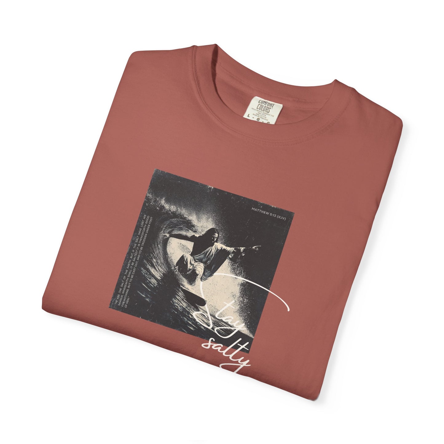 Stay Salty Surfer Tee – Script Christian Beachwear Matthew 5:13