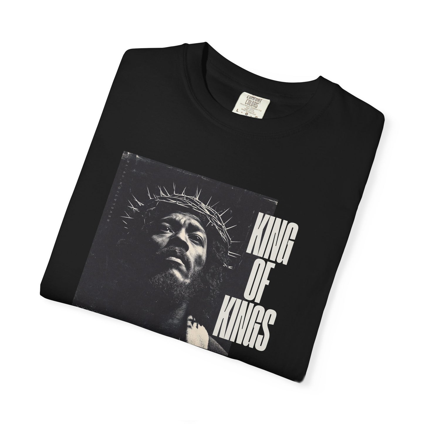 King of Kings Tee – Revelation 19:16 Black Jesus Design
