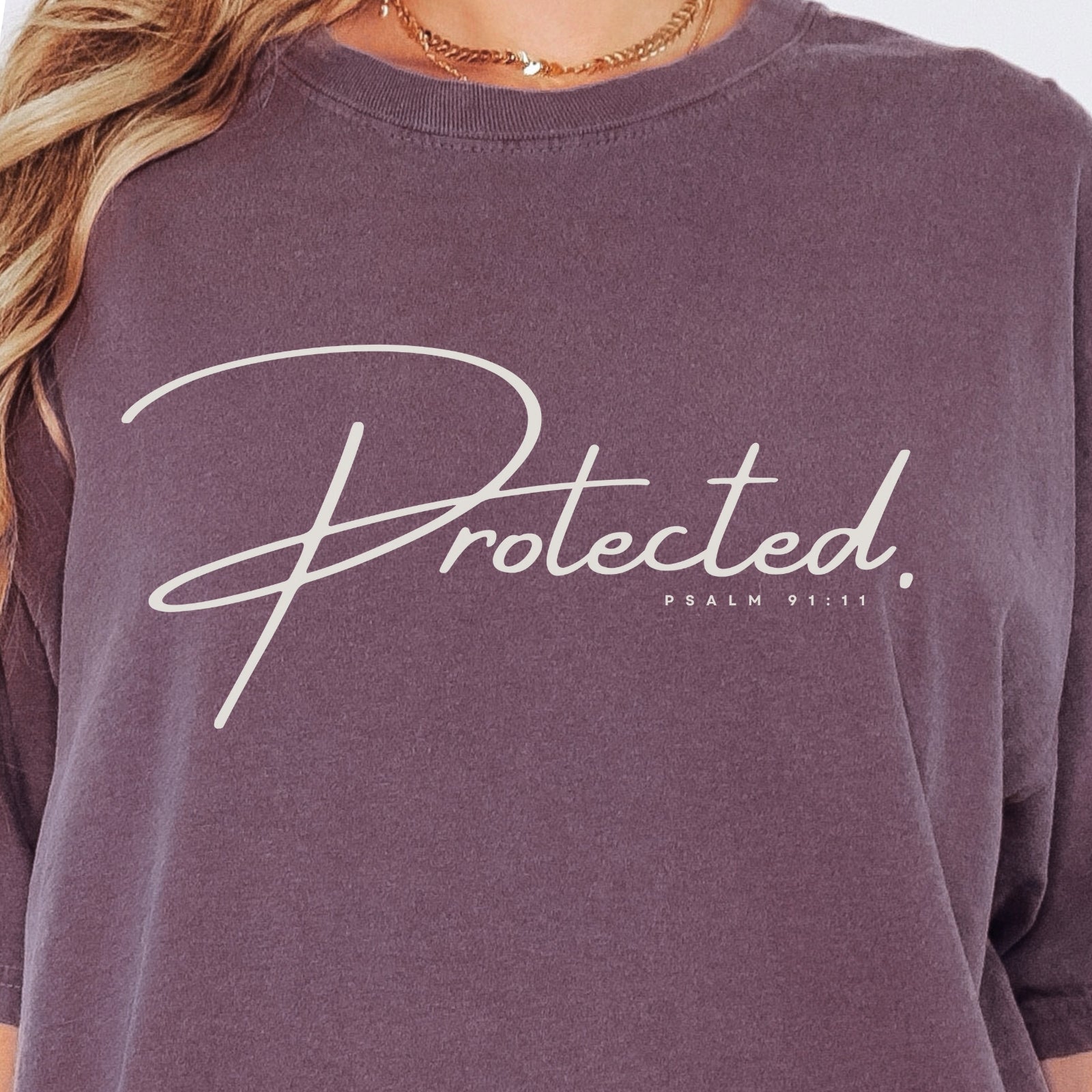 Comfort Colors® | Protected Christian Streetwear T-Shirt | Psalm 91:11 Bible Verse Tee |  Faith Shirt | Guardian Angels Christian Gift