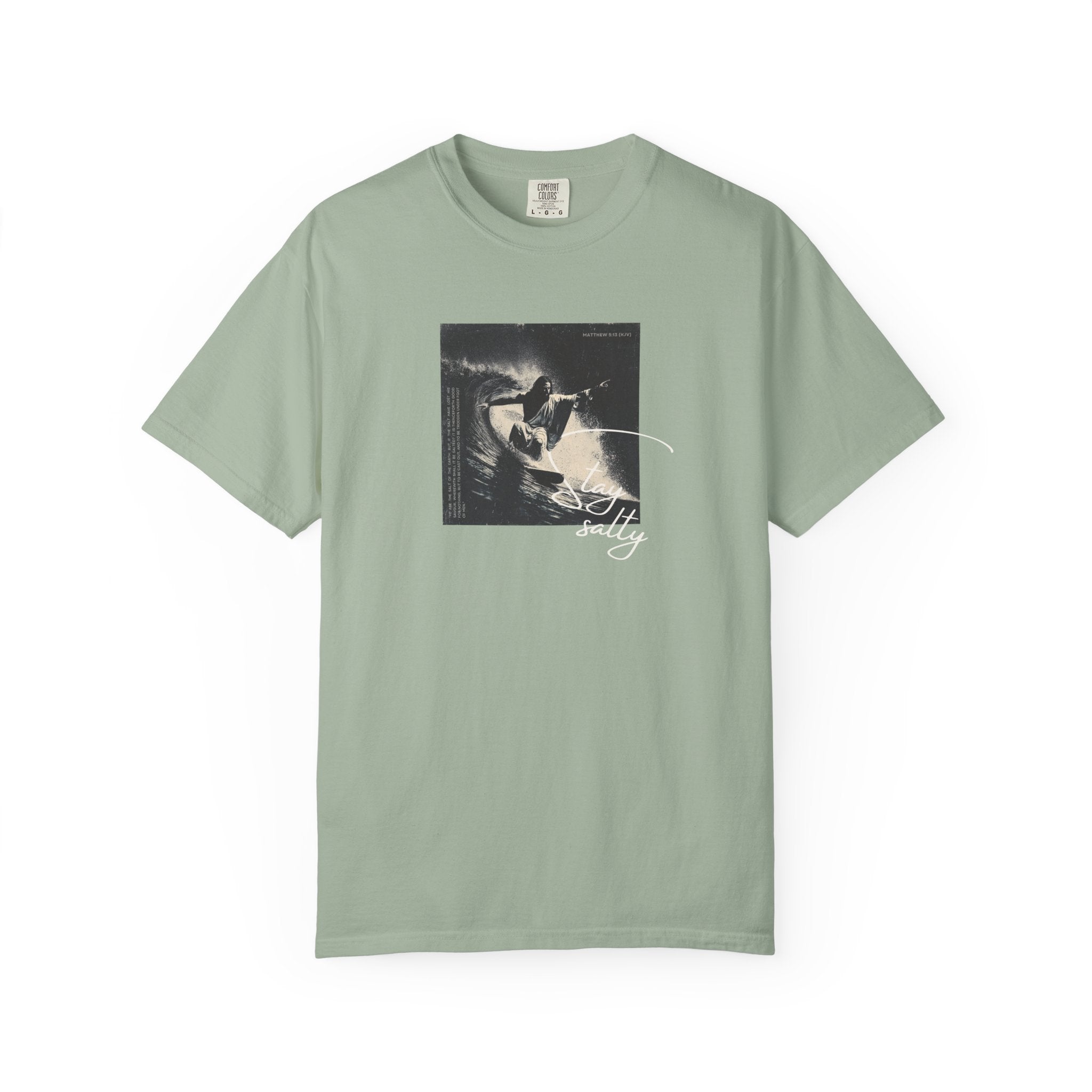 Stay Salty Surfer Tee – Script Christian Beachwear Matthew 5:13    Black / S-Bay / S-Berry / S-Blue Spruce / S-Brick / S 