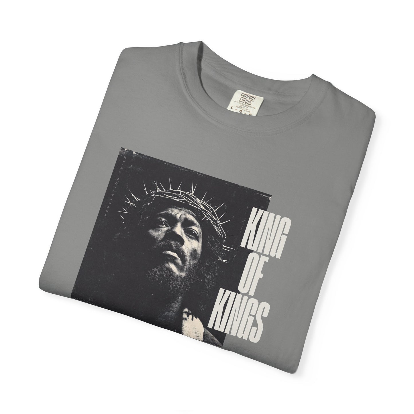 King of Kings Tee – Revelation 19:16 Black Jesus Design
