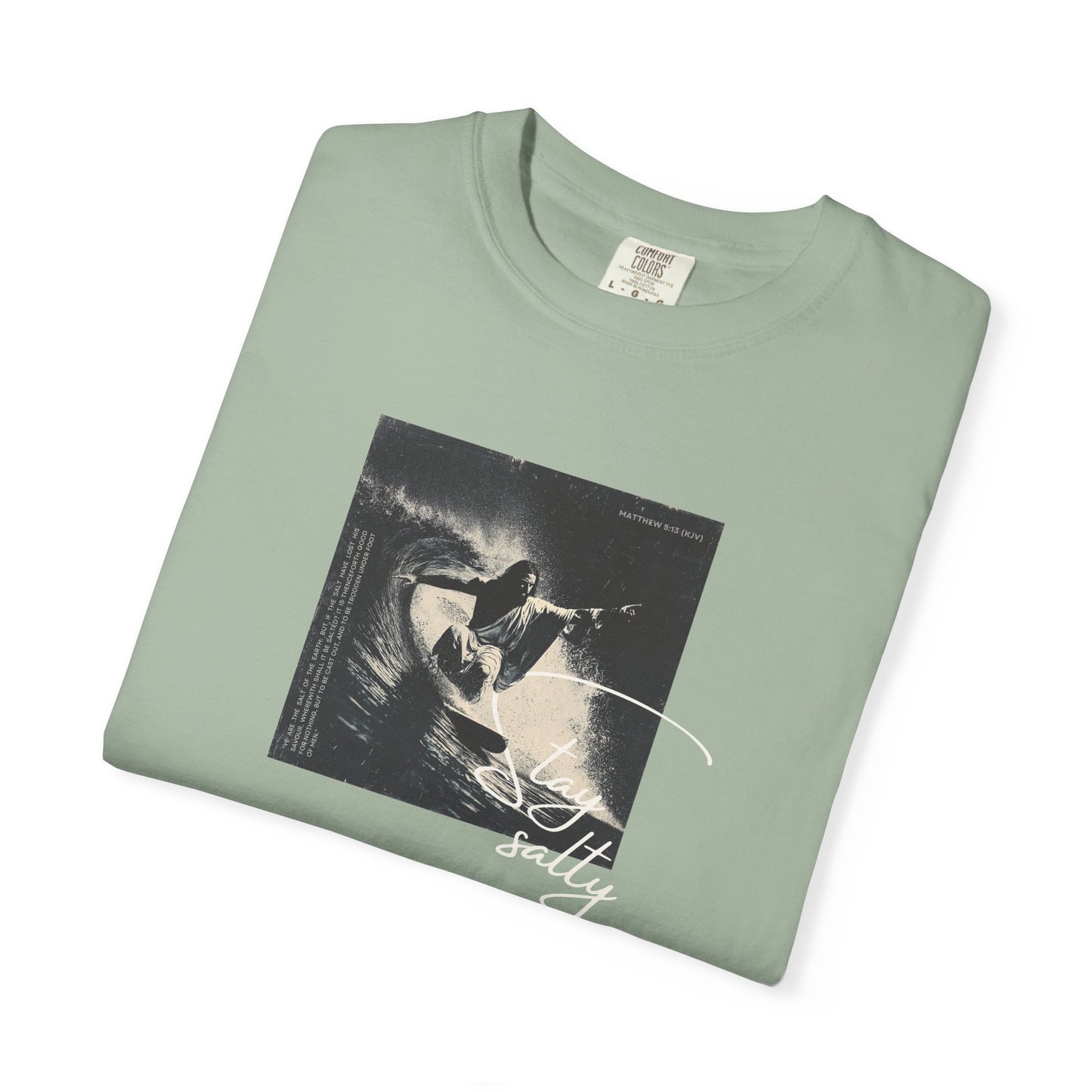 Stay Salty Surfer Tee – Script Christian Beachwear Matthew 5:13    Black / S-Bay / S-Berry / S-Blue Spruce / S-Brick / S 