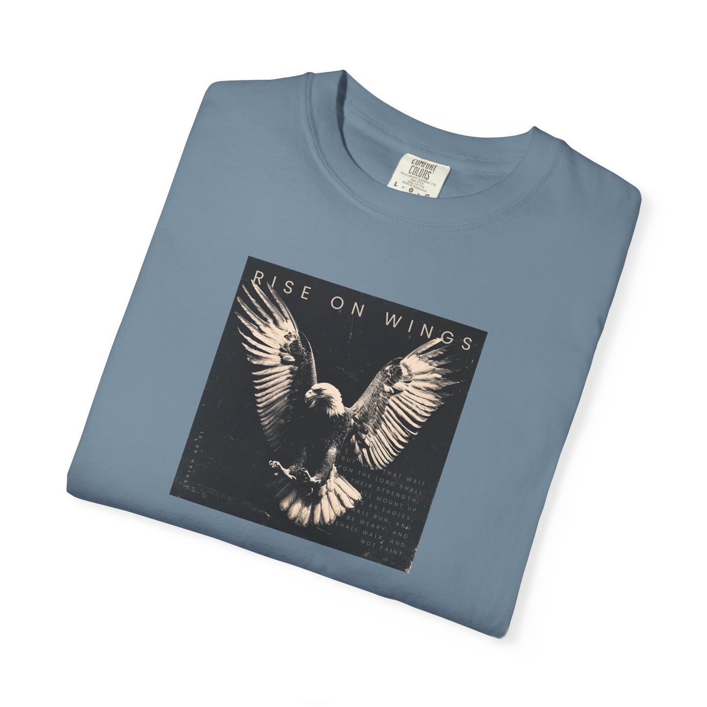 Rise on Wings Tee – Isaiah 40:31 Christian Shirt of Strength & Hope