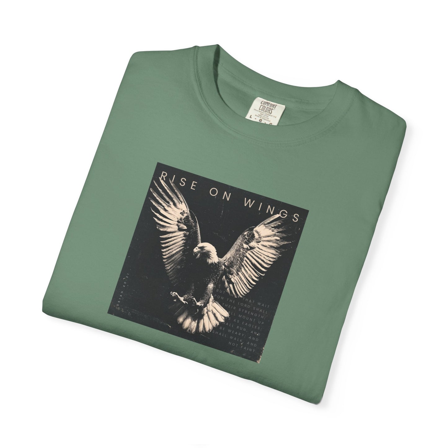 Rise on Wings Tee – Isaiah 40:31 Christian Shirt of Strength & Hope