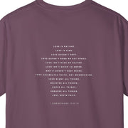 Love Never Fails Tee – 1 Corinthians 13:4–13 Christian Shirt    Black / S-Granite / S-Bay / S-Berry / S-Blue Jean / S 