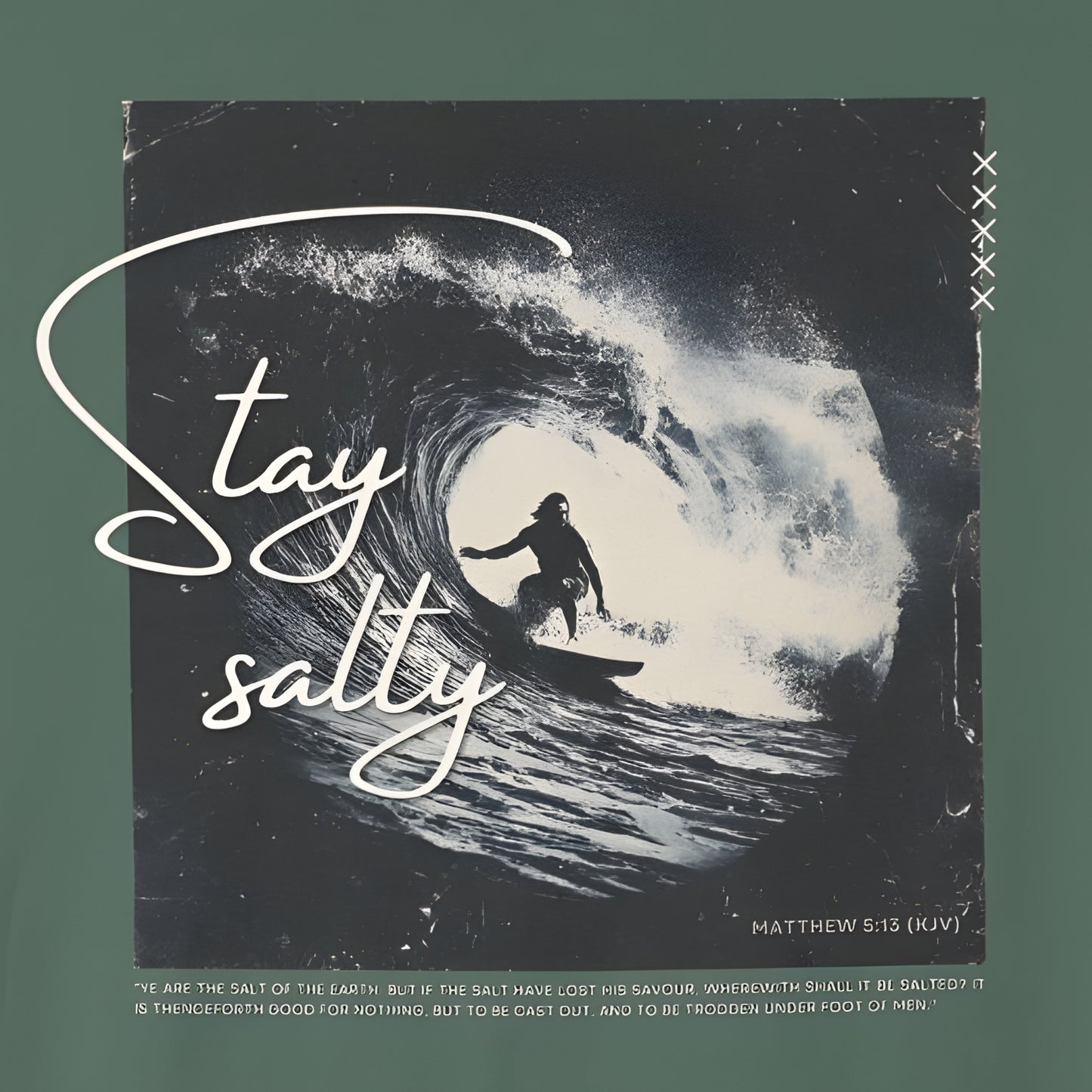 Stay Salty Surfer Tee – Christian Beachwear Inspired by Matthew 5:13    Black / S-Bay / S-Berry / S-Blue Spruce / S-Brick / S 