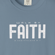 Walk by Faith T-Shirt – 2 Corinthians 5:7 Christian Tee    Black / S-Granite / S-Bay / S-Berry / S-Blue Jean / S 