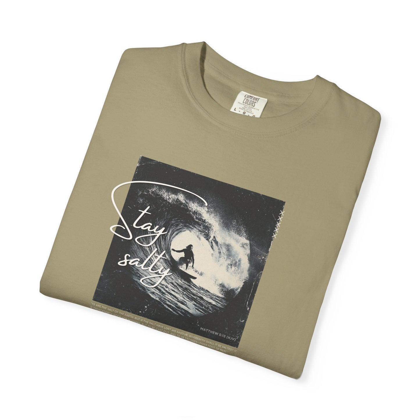 Stay Salty Surfer Tee – Christian Beachwear Inspired by Matthew 5:13    Black / S-Bay / S-Berry / S-Blue Spruce / S-Brick / S 