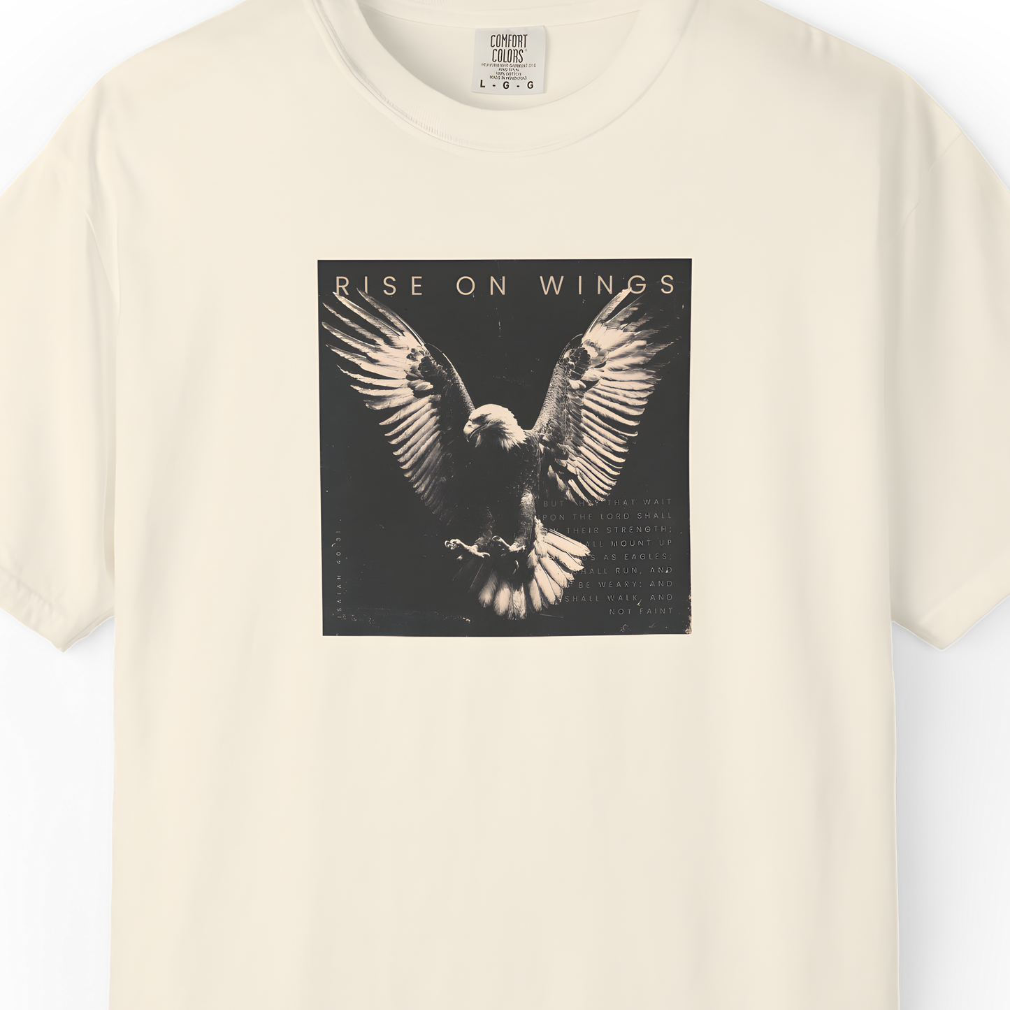 Rise on Wings Tee – Isaiah 40:31 Christian Shirt of Strength & Hope