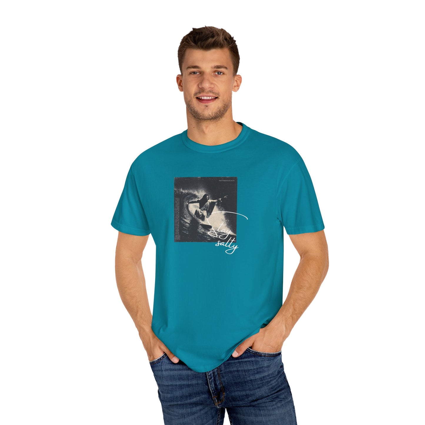 Stay Salty Surfer Tee – Script Christian Beachwear Matthew 5:13