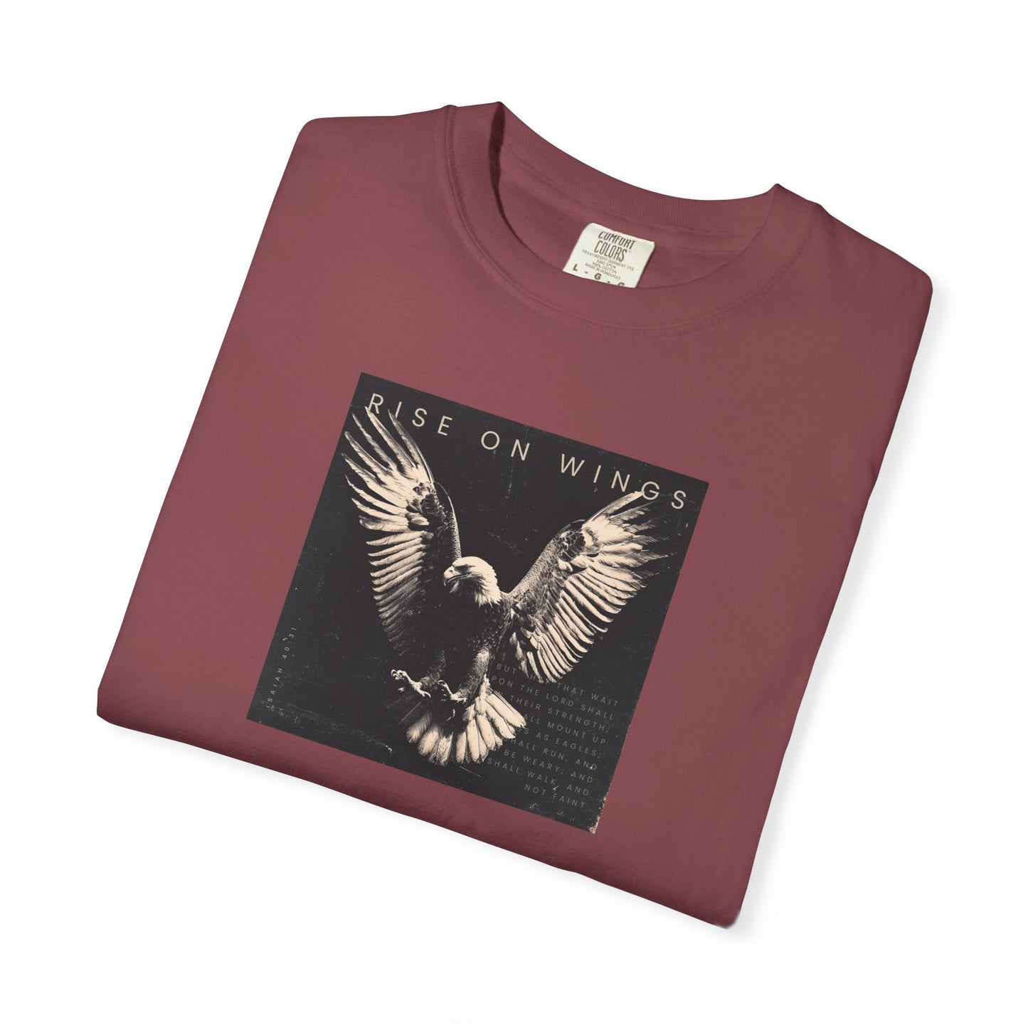 Rise on Wings Tee – Isaiah 40:31 Christian Shirt of Strength & Hope