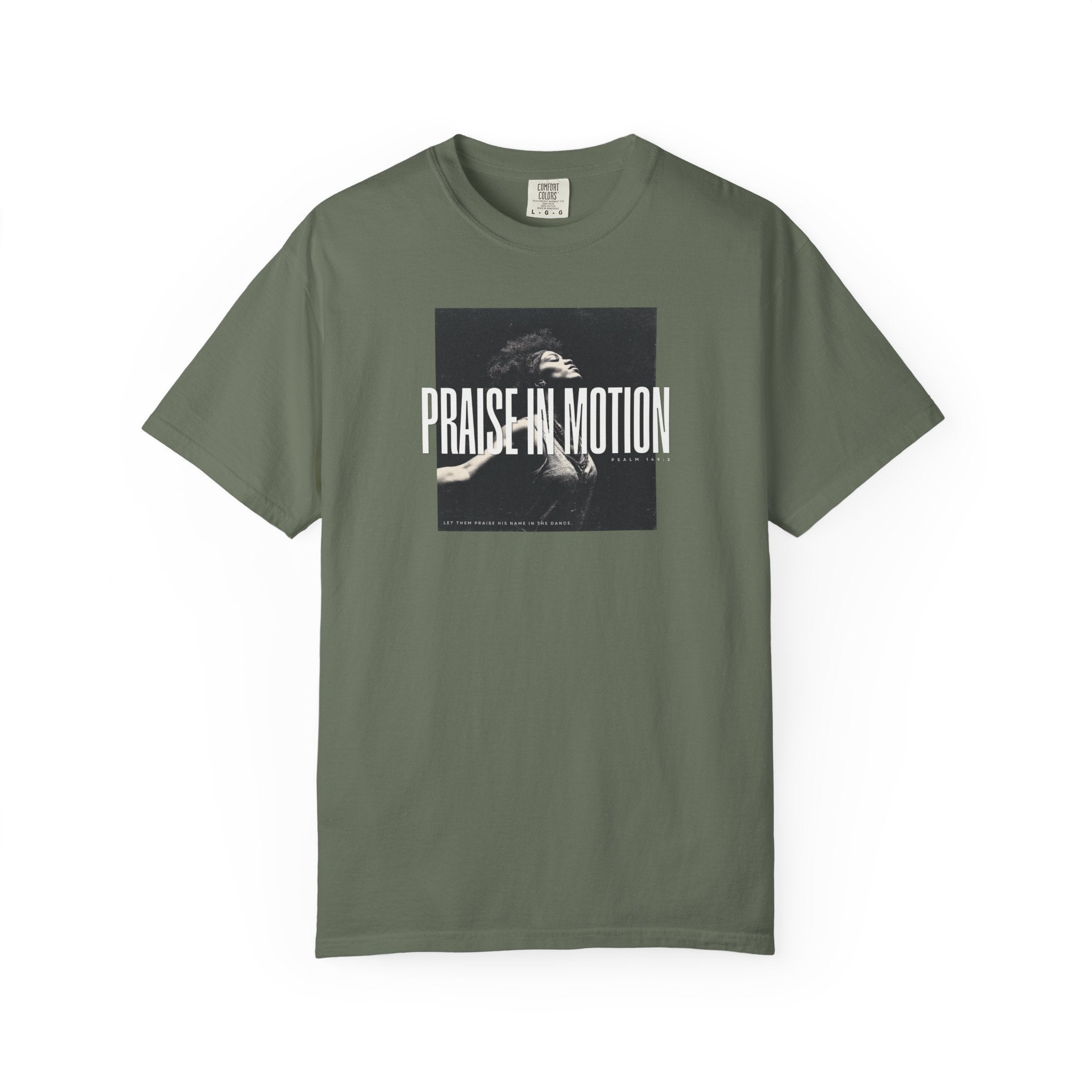 Praise in Motion – Soft Christian Tee with Psalm 149:3    Black / S-White / S-Bay / S-Berry / S-Blue Spruce / S 