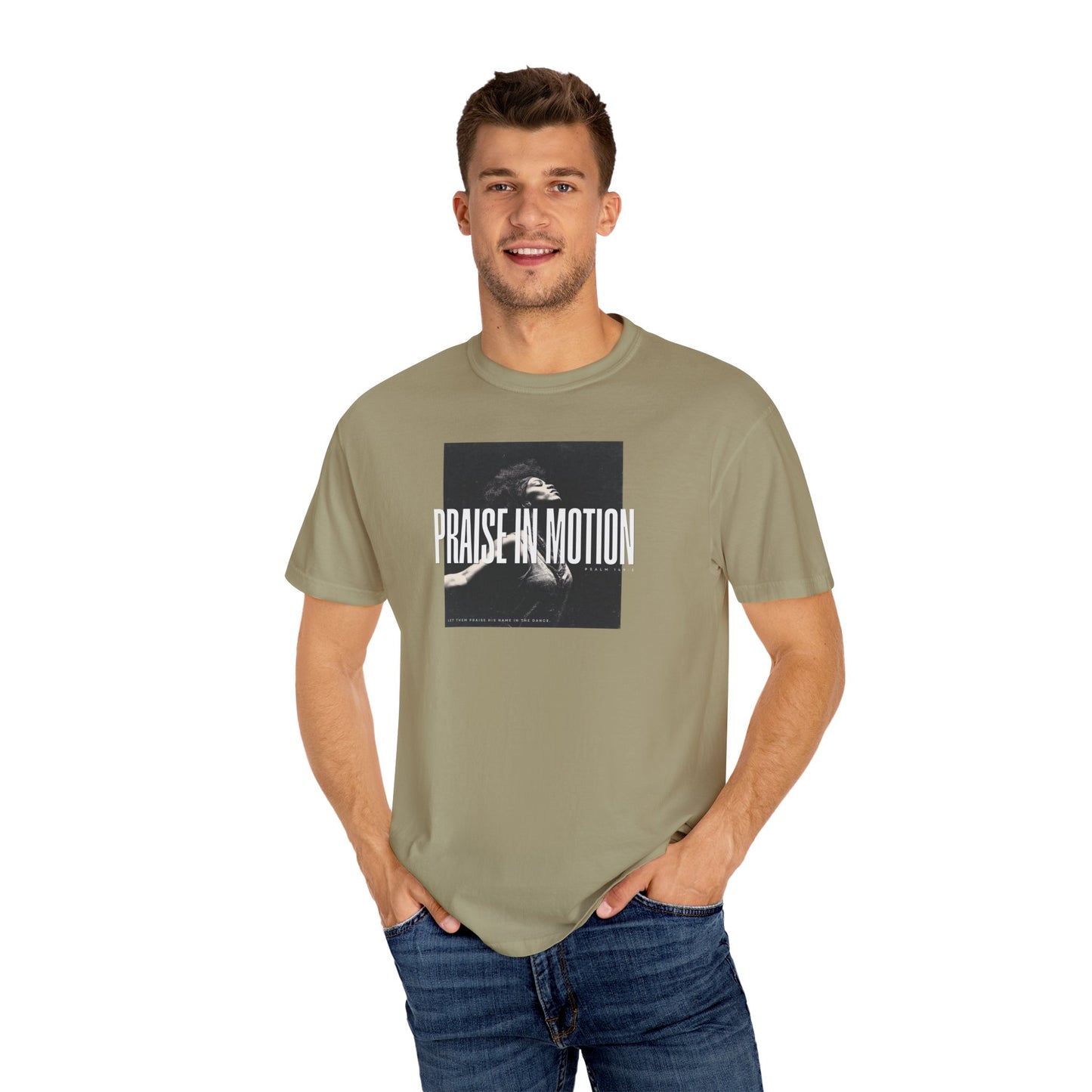 Praise in Motion – Soft Christian Tee with Psalm 149:3    Black / S-White / S-Bay / S-Berry / S-Blue Spruce / S 
