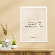 Philippians 4:13 In Multiple Fonts On Beige Background