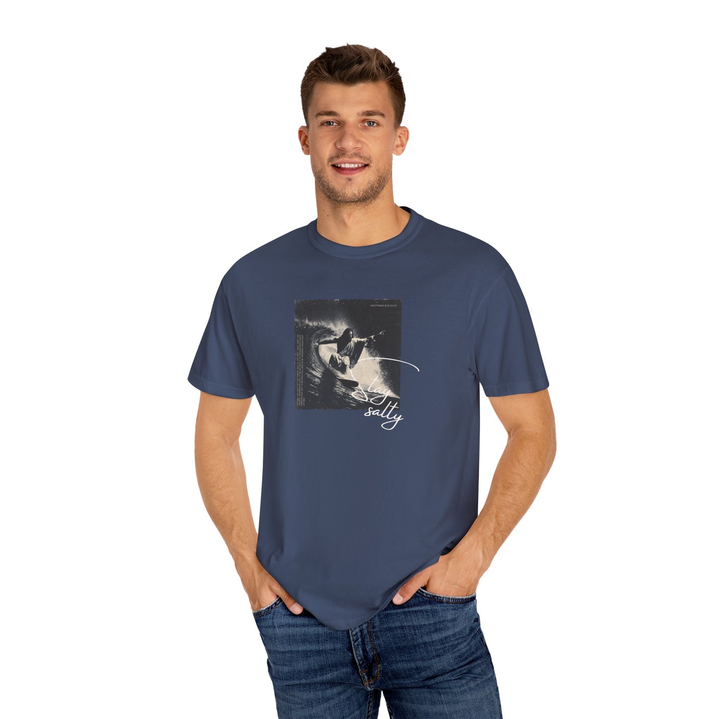 Stay Salty Surfer Tee – Script Christian Beachwear Matthew 5:13