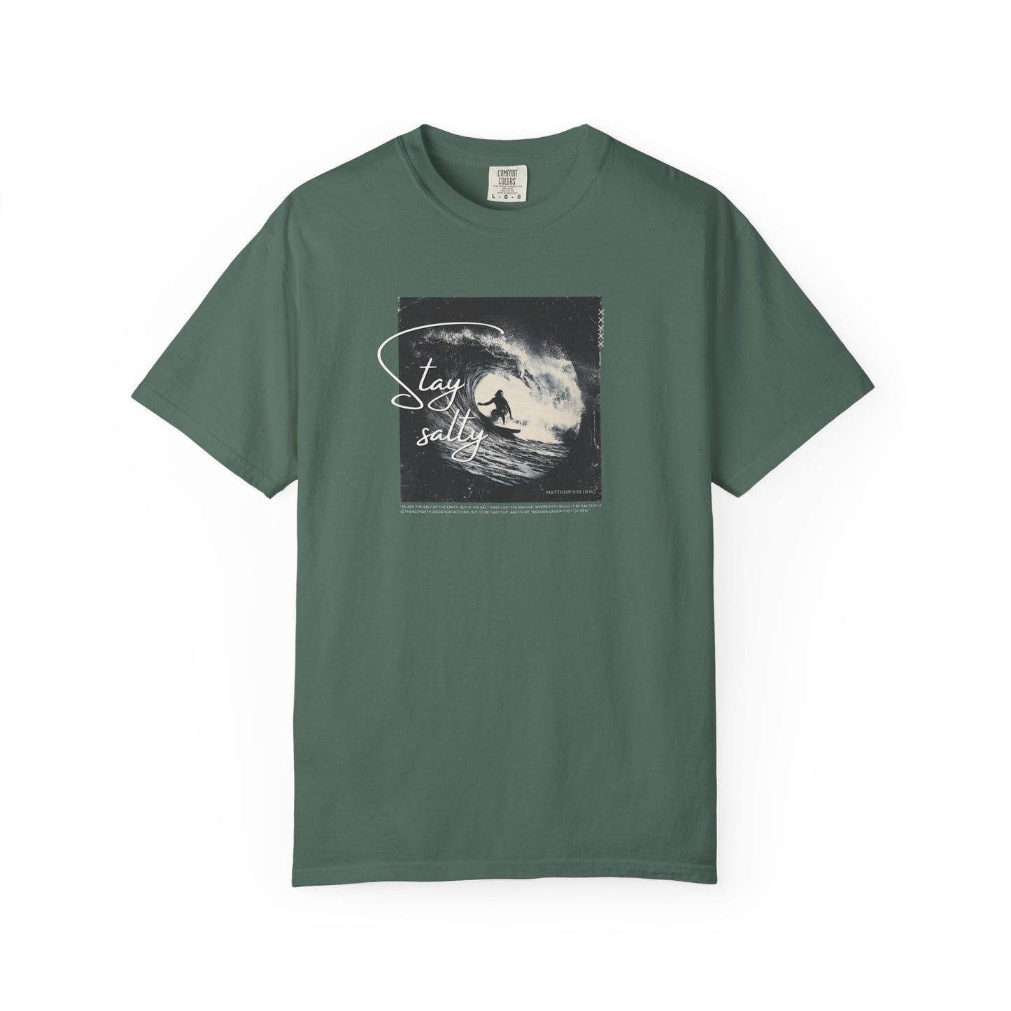 Stay Salty Surfer Tee – Christian Beachwear Inspired by Matthew 5:13    Black / S-Bay / S-Berry / S-Blue Spruce / S-Brick / S 