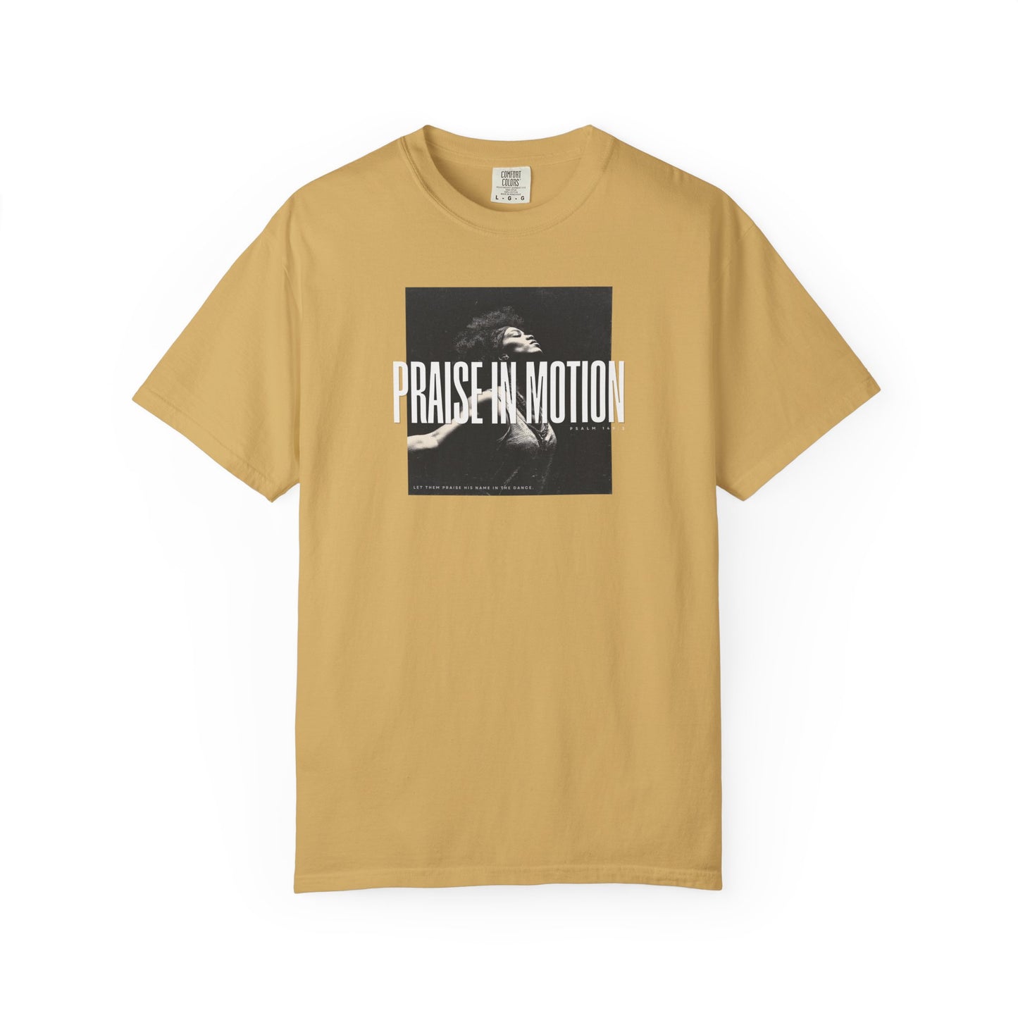 Praise in Motion – Soft Christian Tee with Psalm 149:3    Black / S-White / S-Bay / S-Berry / S-Blue Spruce / S 