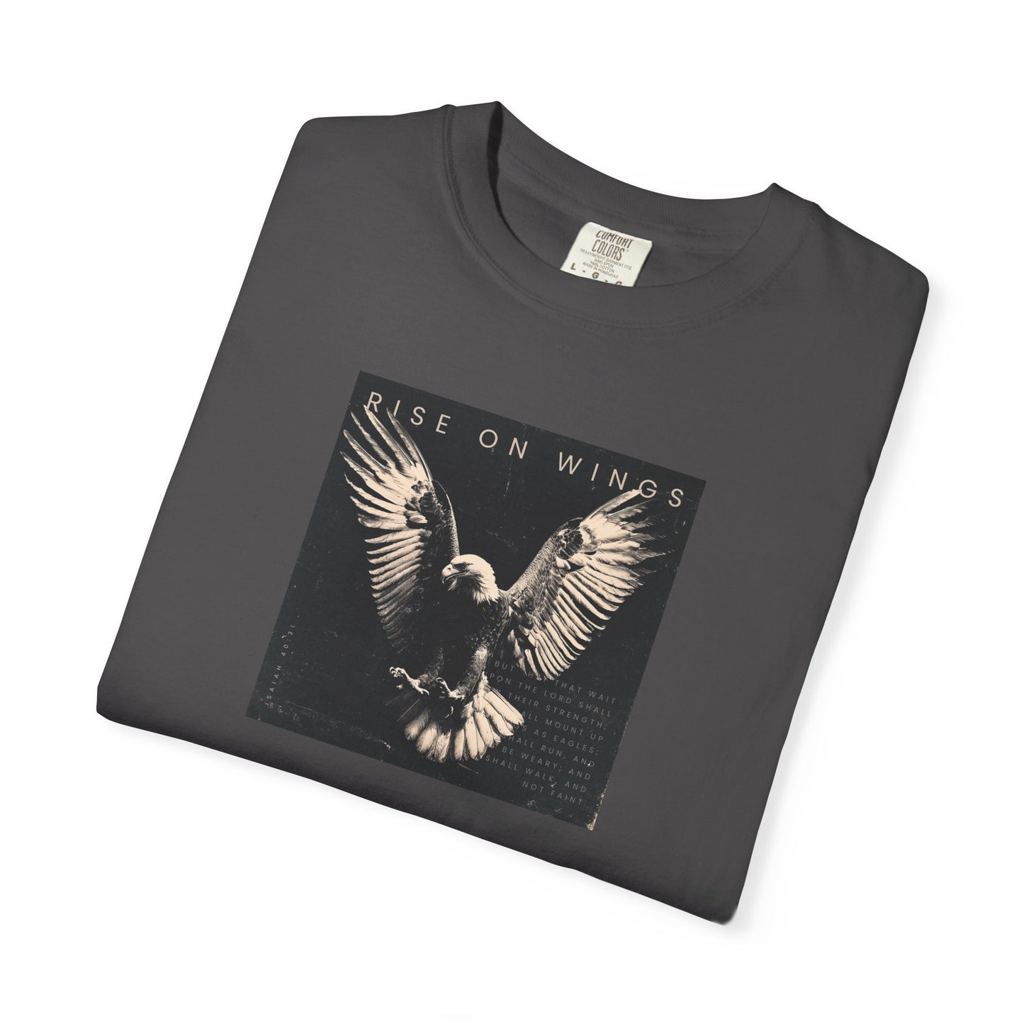 Rise on Wings Tee – Isaiah 40:31 Christian Shirt of Strength & Hope