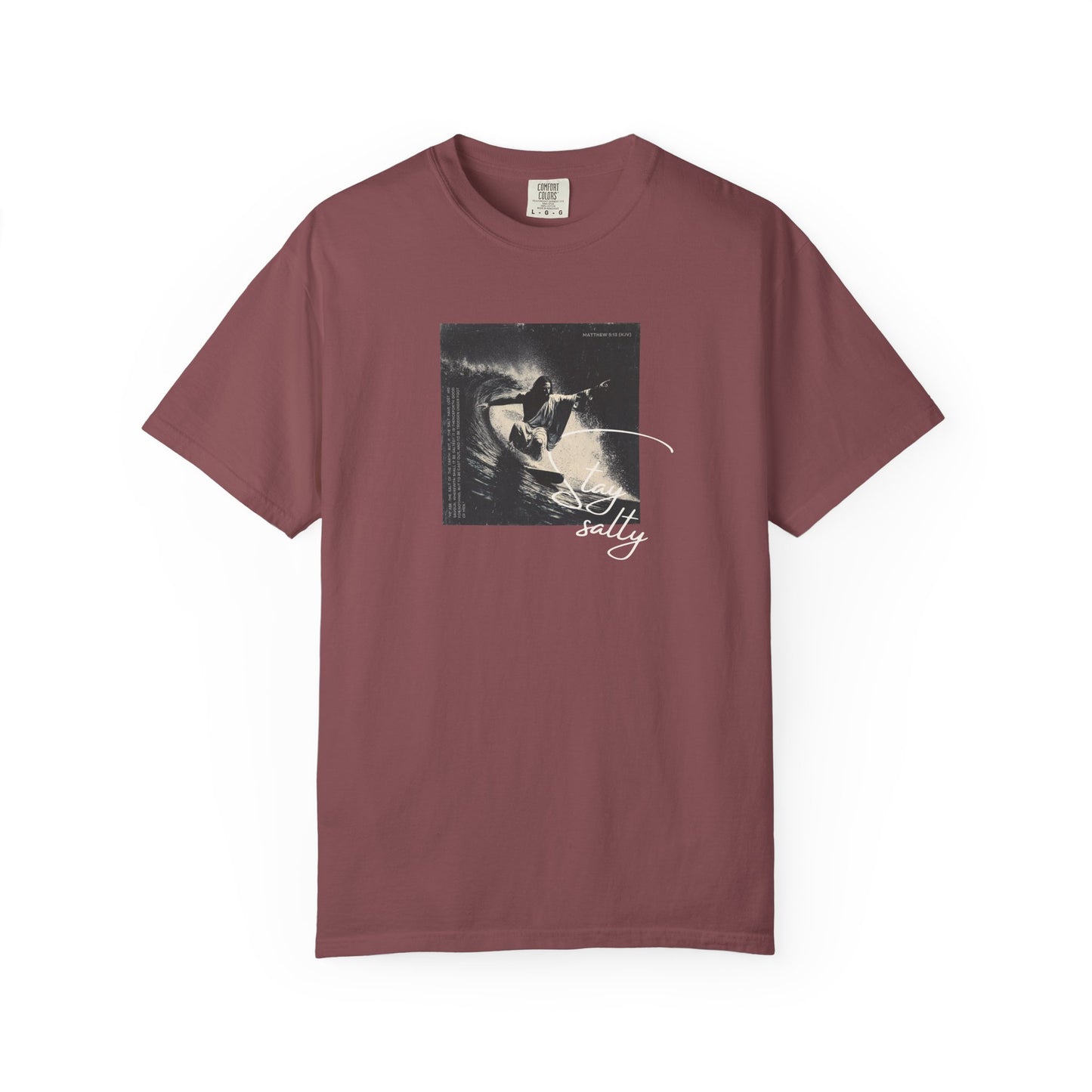 Stay Salty Surfer Tee – Script Christian Beachwear Matthew 5:13