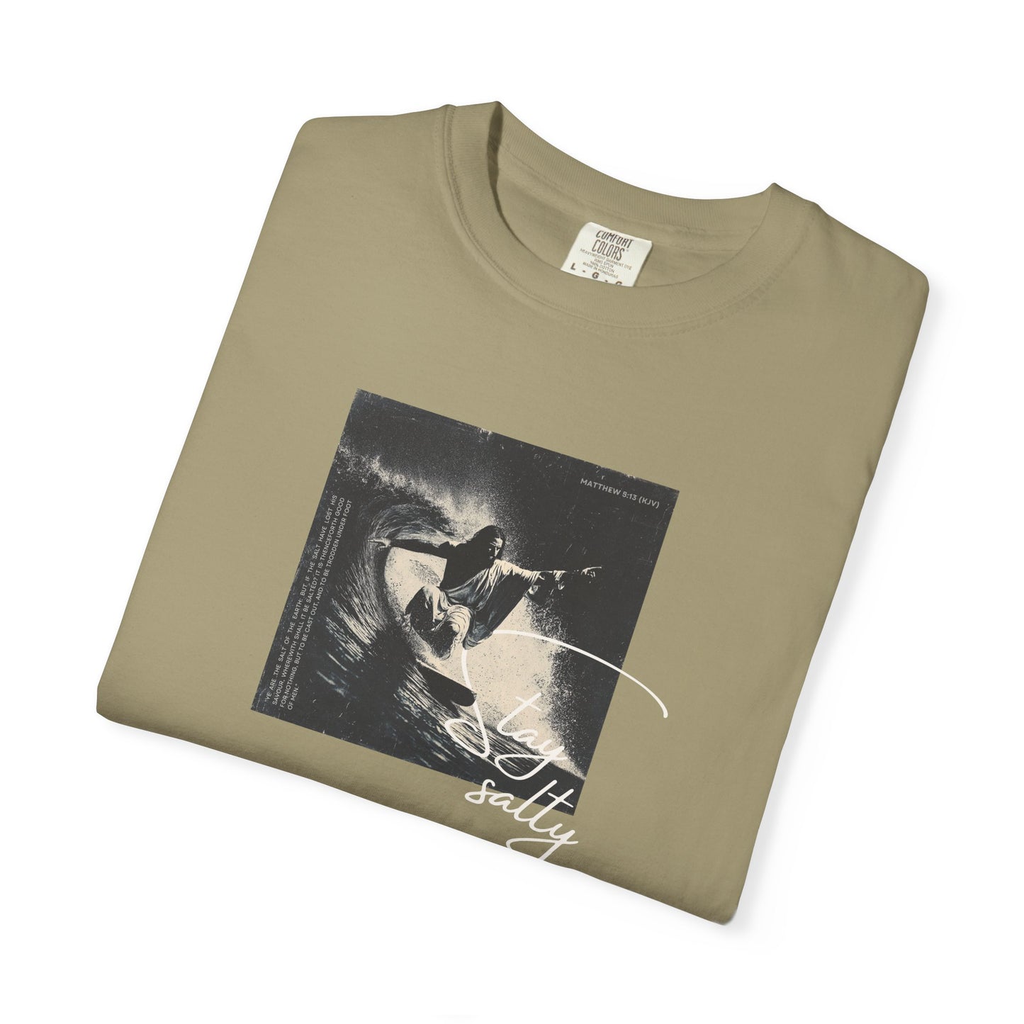 Stay Salty Surfer Tee – Script Christian Beachwear Matthew 5:13    Black / S-Bay / S-Berry / S-Blue Spruce / S-Brick / S 