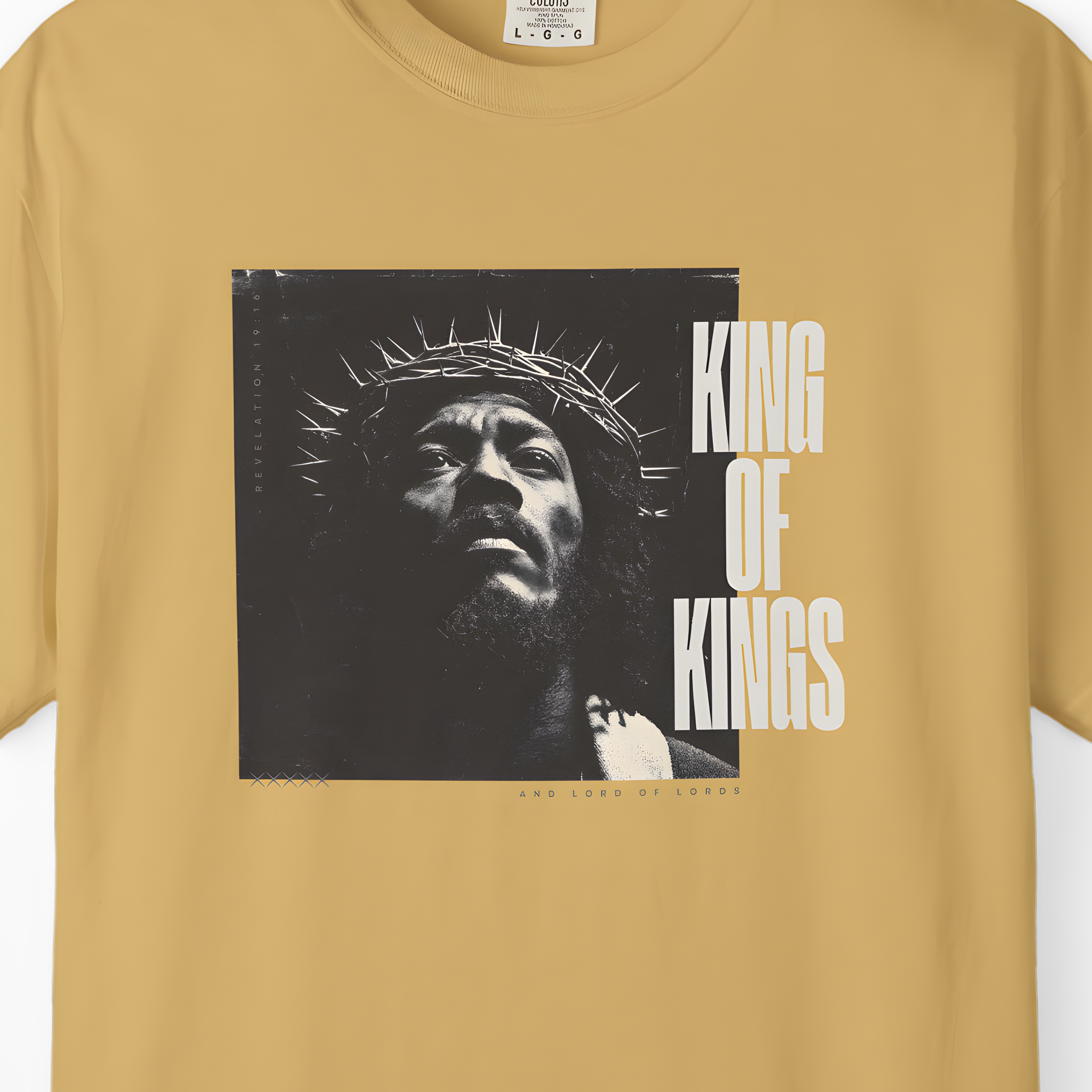 King of Kings Tee – Revelation 19:16 Black Jesus Design