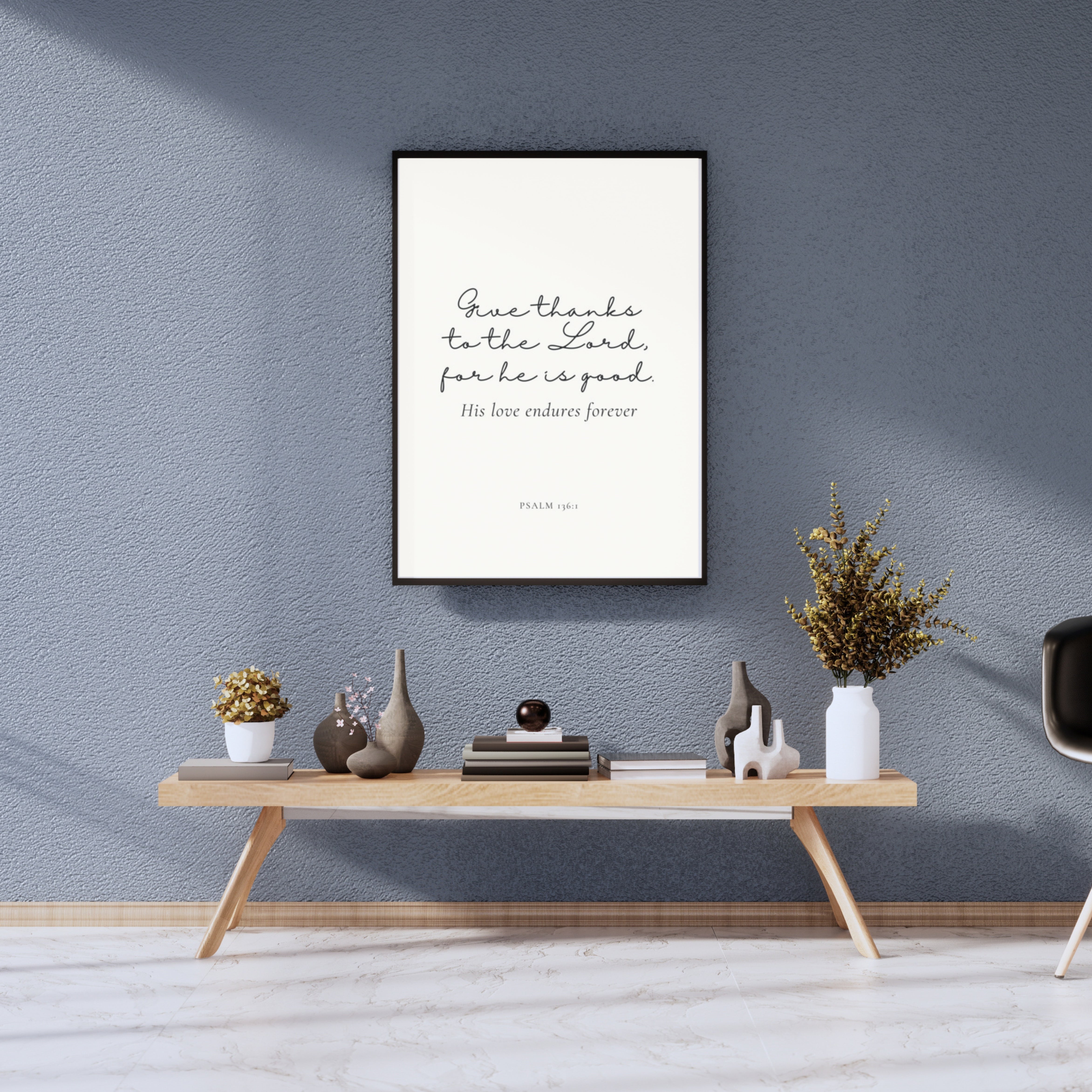 Psalm 136:1 On Creme Background