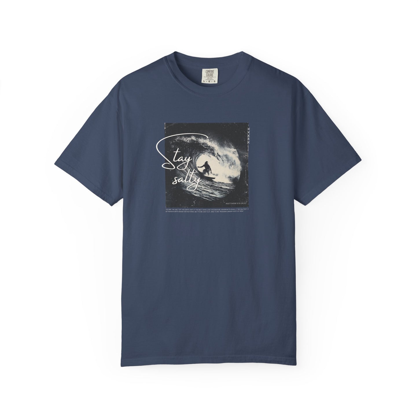Stay Salty Surfer Tee – Christian Beachwear Inspired by Matthew 5:13    Black / S-Bay / S-Berry / S-Blue Spruce / S-Brick / S 