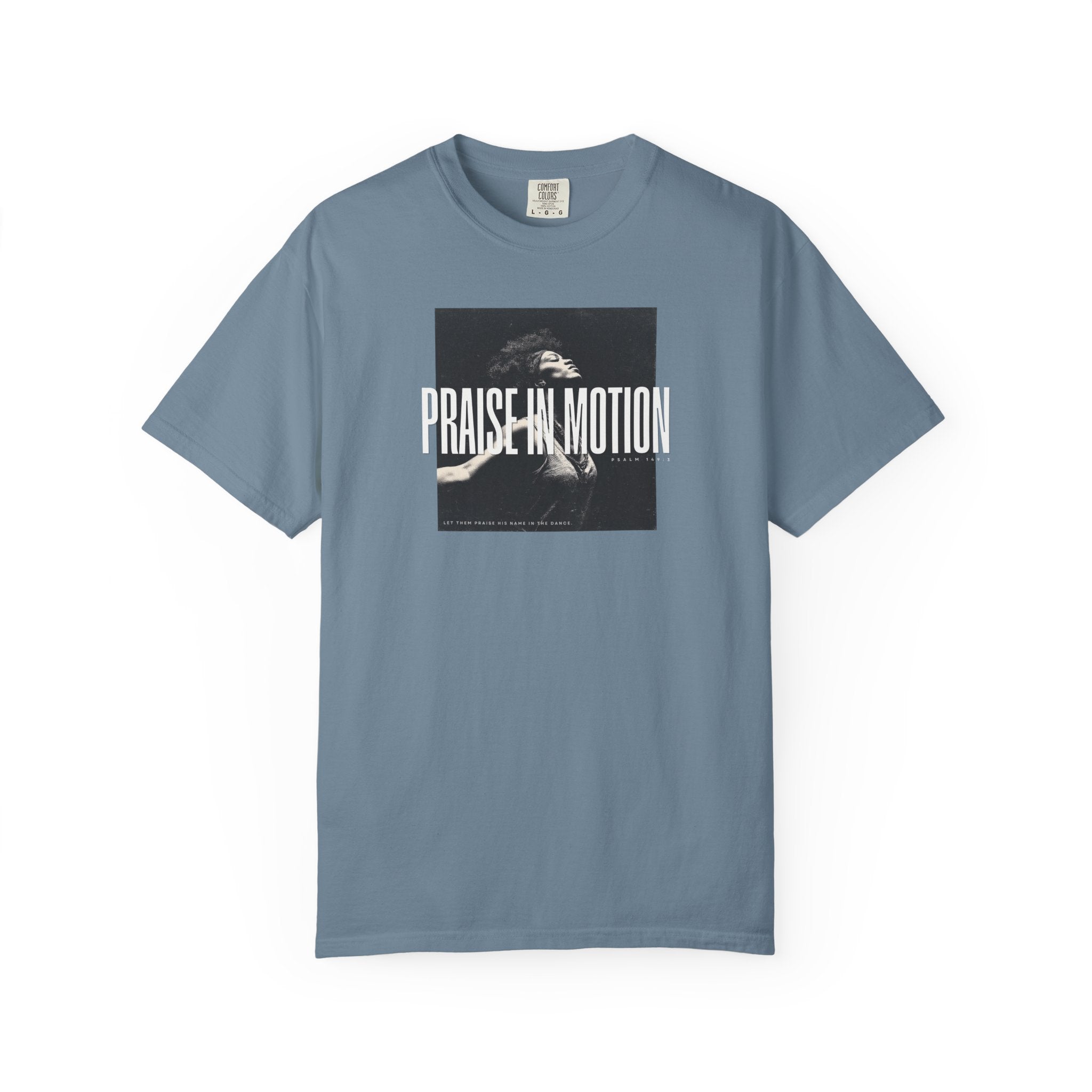 Praise in Motion – Soft Christian Tee with Psalm 149:3    Black / S-White / S-Bay / S-Berry / S-Blue Spruce / S 